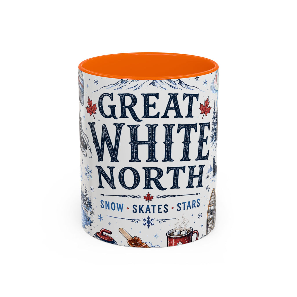 Great White North Coffee Mug | Canadian Pride Gift | Accent Color Ceramic 11oz 15oz