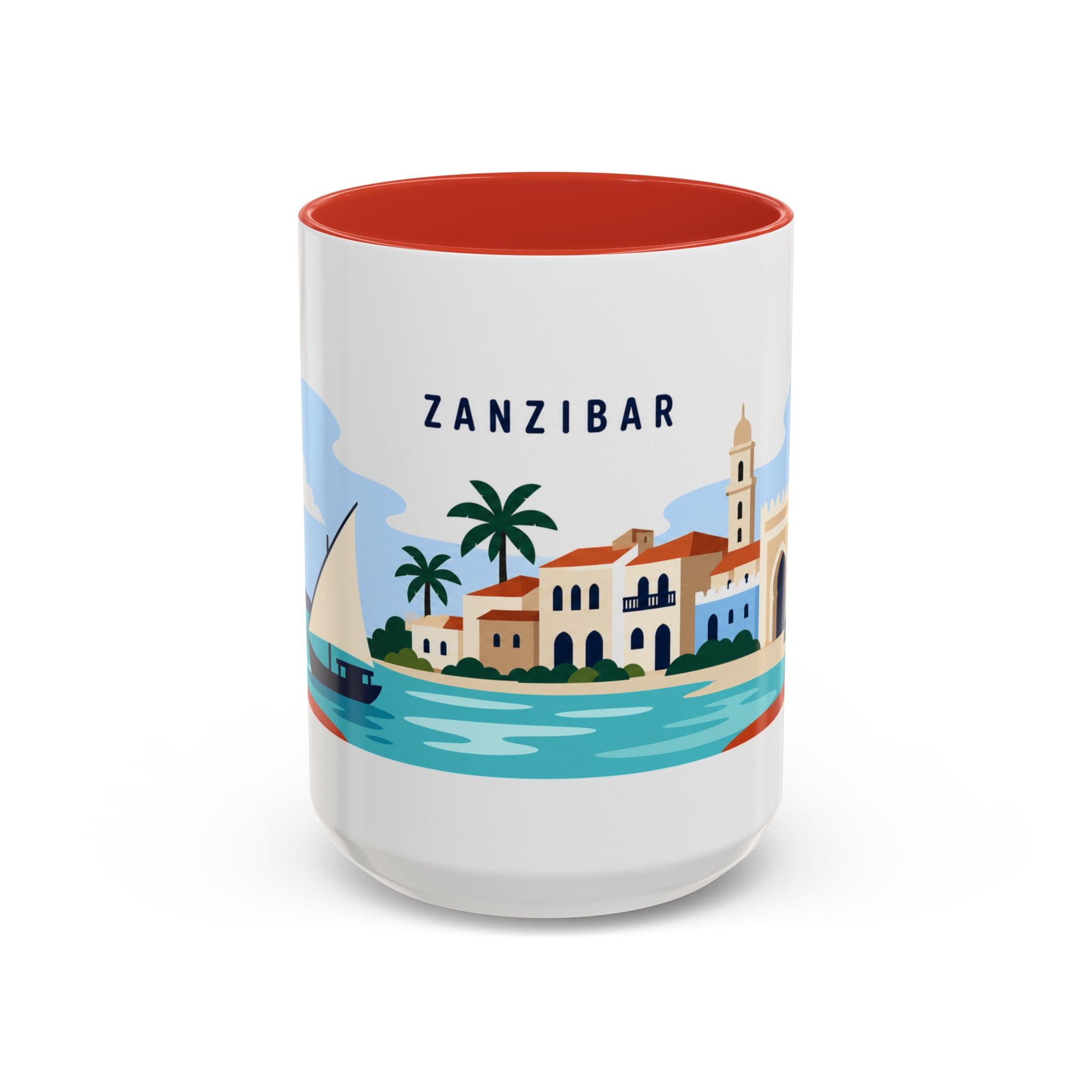 Zanzibar Coffee Mug | Travel Destination Souvenir Gift | Accent Color Ceramic 11oz 15oz