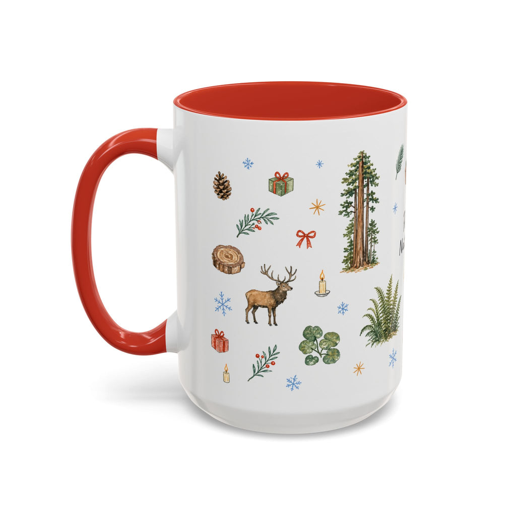 Redwood National Park Christmas Mug | Watercolor Travel Souvenir | Holiday Gift | Accent Ceramic Coffee Cup 11oz 15oz