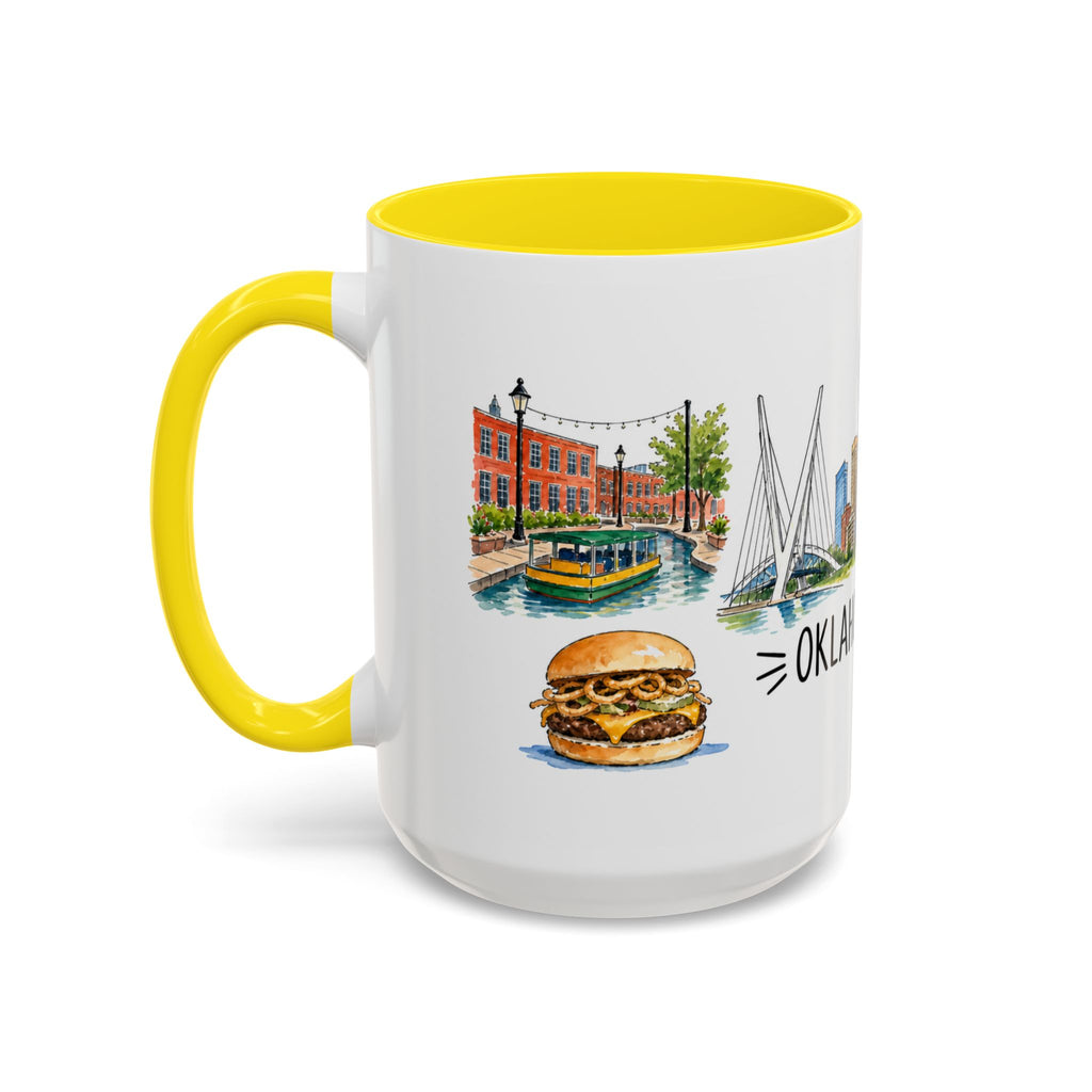 Oklahoma City Illustrated Travel Mug | City Souvenir Accent Coffee Mug | 11oz 15oz Ceramic Cup