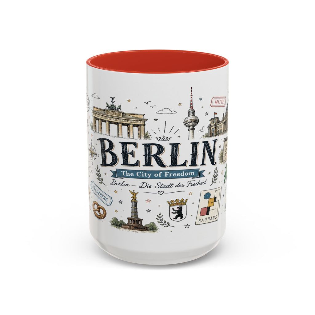 Berlin Coffee Mug | Germany Souvenir Travel Gift | Accent Color Ceramic 11oz 15oz