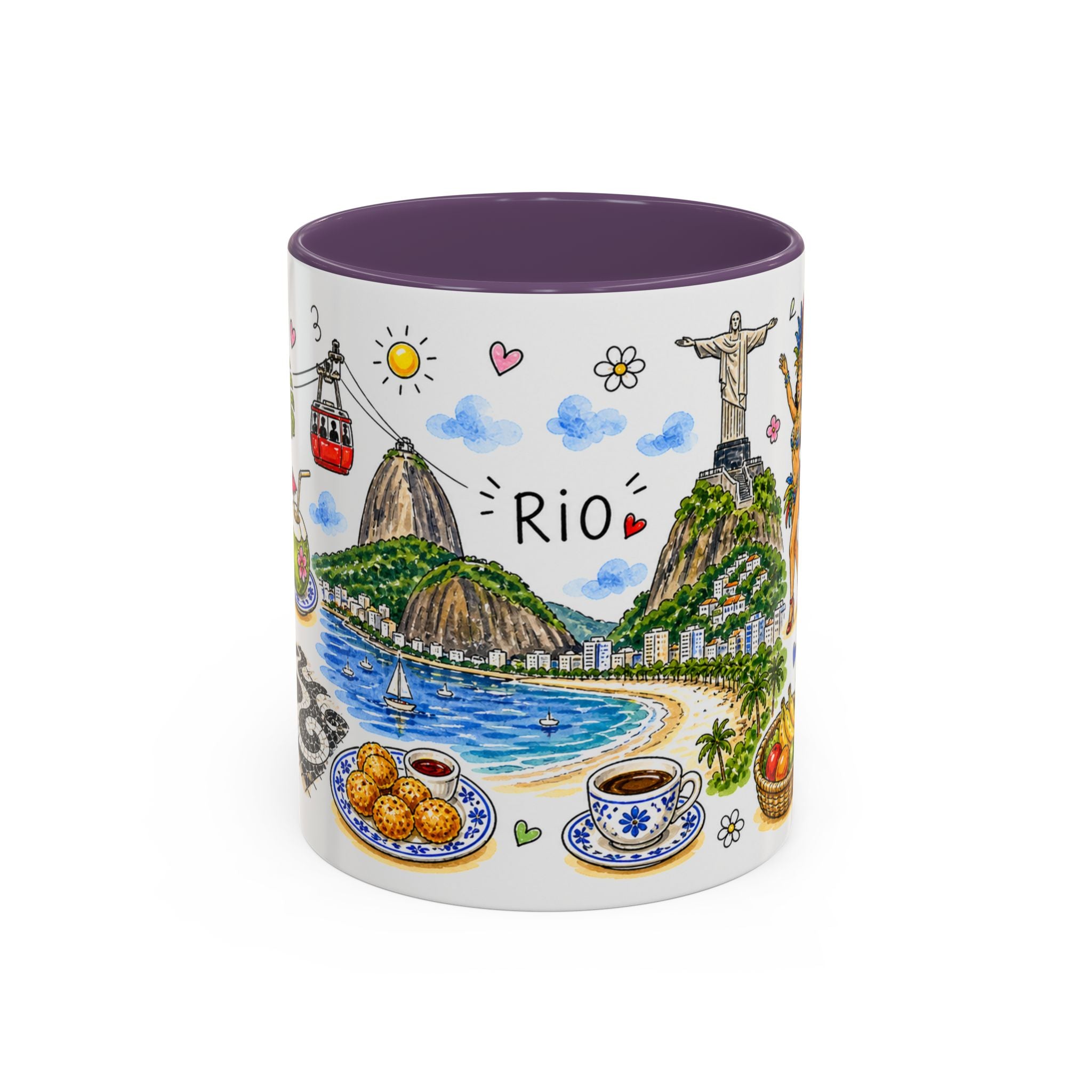 Rio de Janeiro Illustrated Travel Mug | City Souvenir Accent Coffee Mug | 11oz 15oz Ceramic Cup