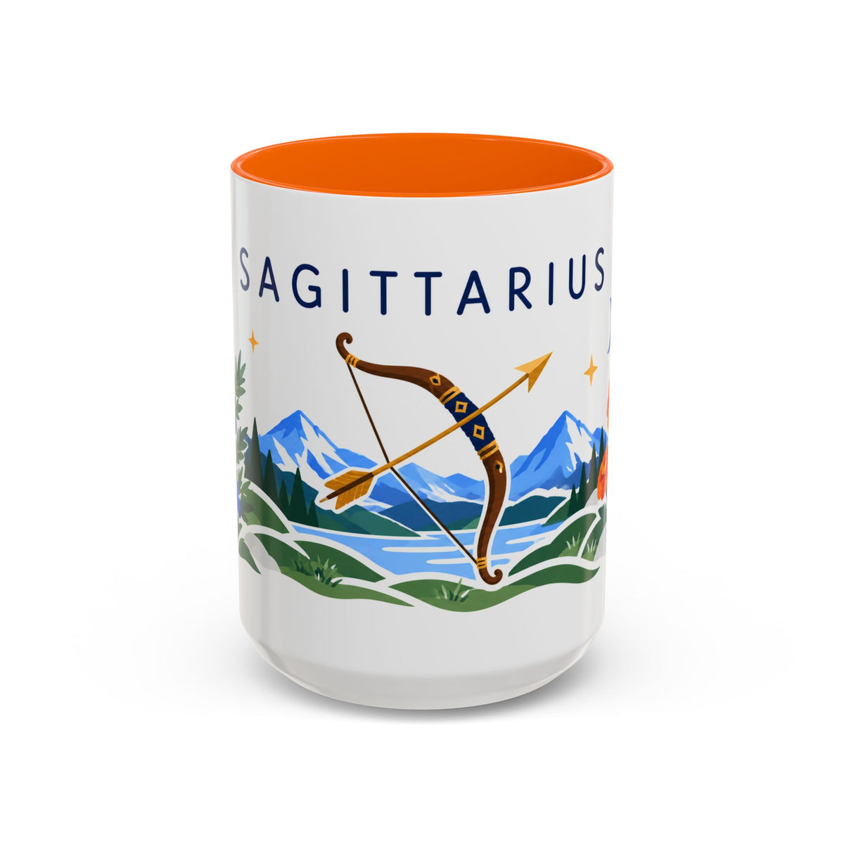 Sagittarius Zodiac Coffee Mug | Bow and Arrow Design | Astrology Birthday Gift | 11 oz 15 oz Ceramic Accent Mug