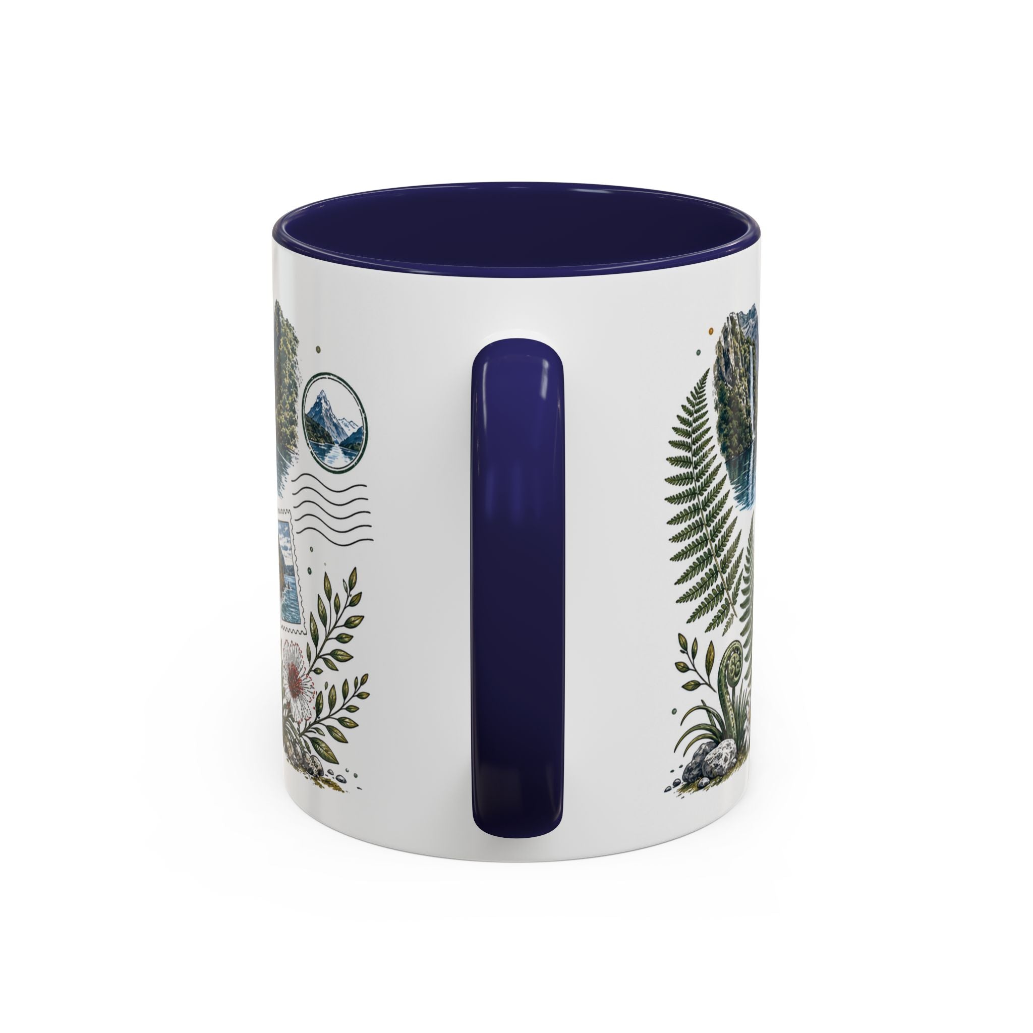 New Zealand South Island Coffee Mug | Travel Destination Souvenir Gift | Accent Color Ceramic 11oz 15oz