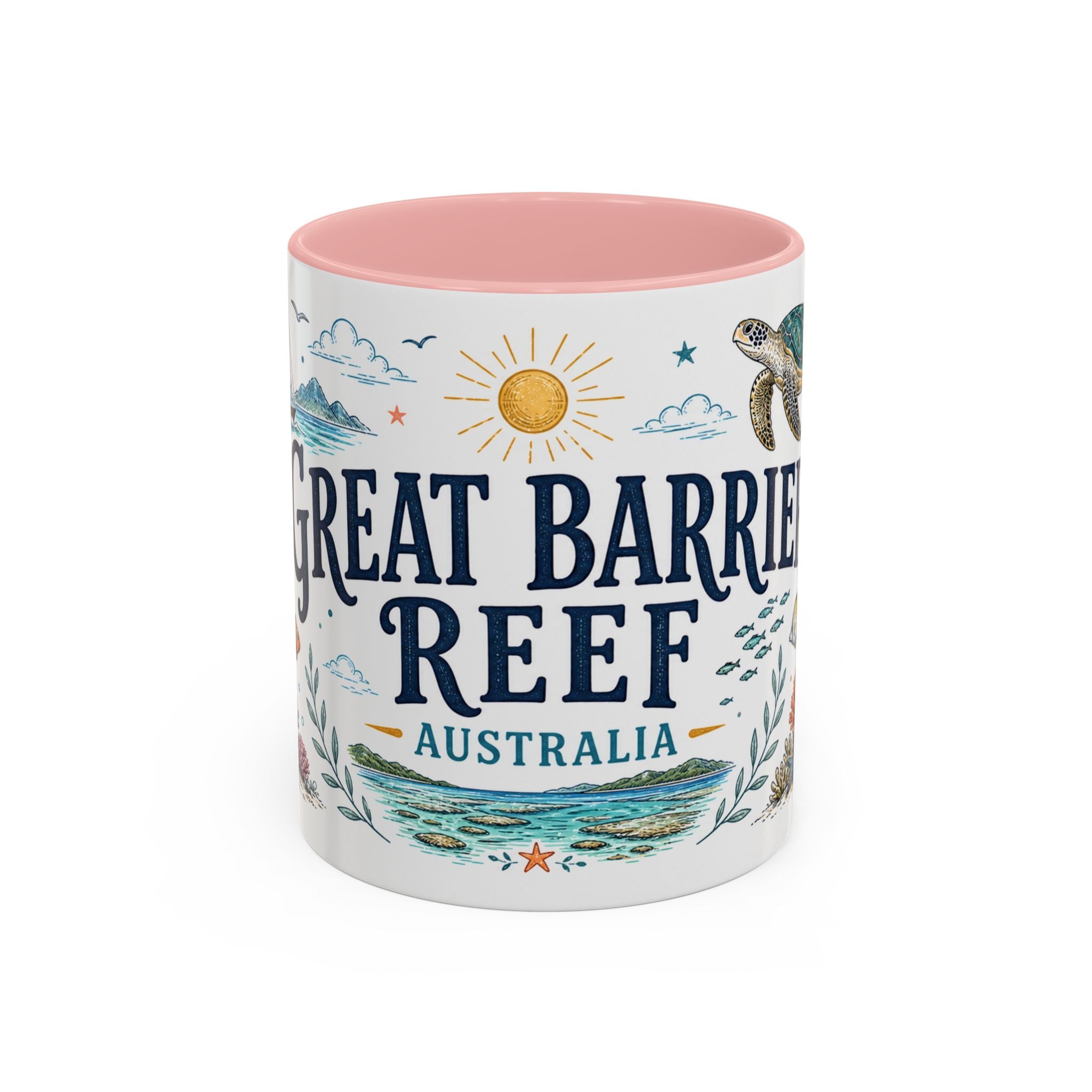 Great Barrier Reef Coffee Mug | Travel Destination Souvenir Gift | Accent Color Ceramic 11oz 15oz