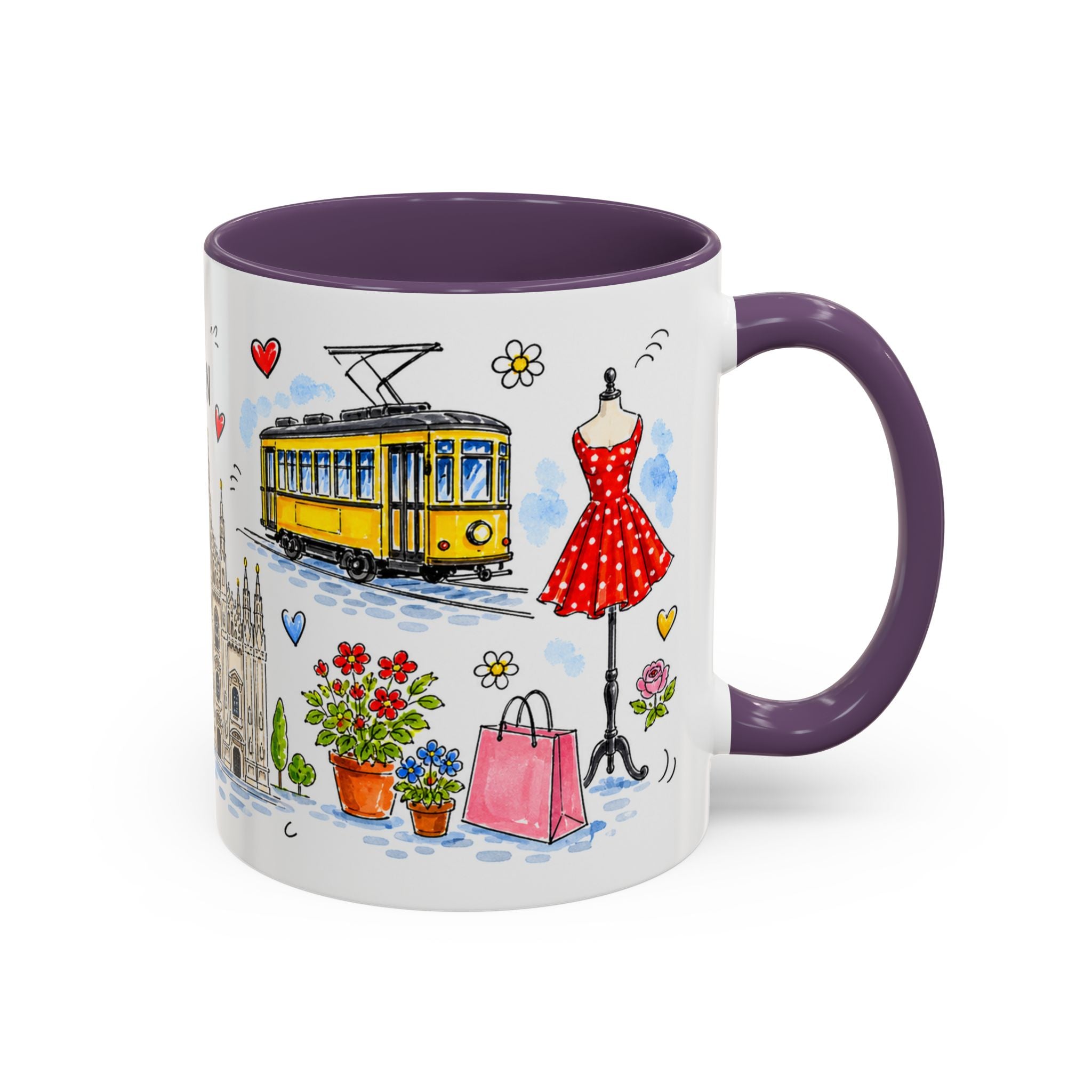 Milan Travel Mug | European City Souvenir Accent Coffee Mug | 11oz 15oz Ceramic Cup