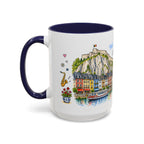 Dinant Illustrated Travel Mug | Belgium Souvenir Accent Coffee Mug | 11oz 15oz Ceramic Cup