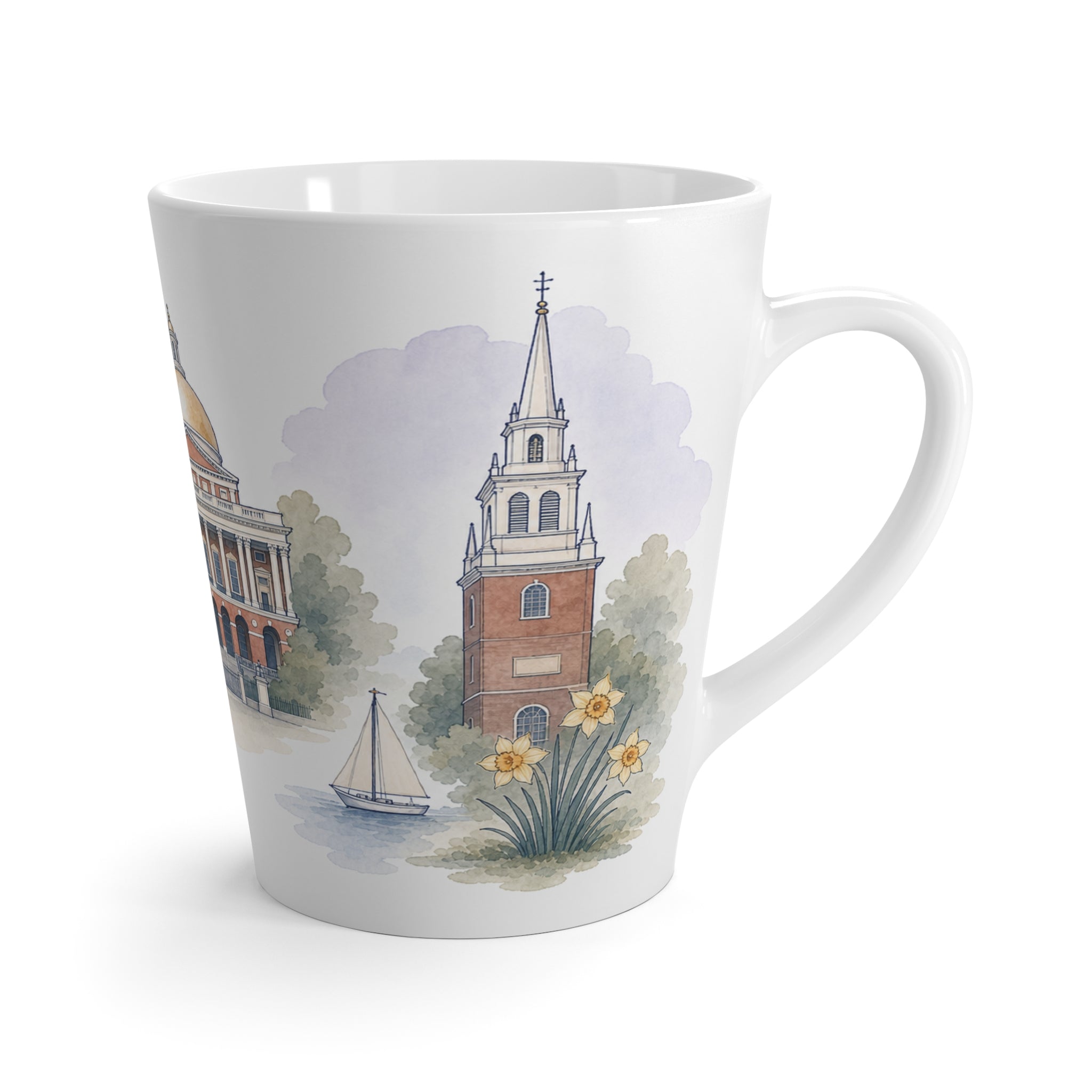 Boston Latte Mug | Watercolor City Travel Mug | 12 oz Ceramic Souvenir Gift