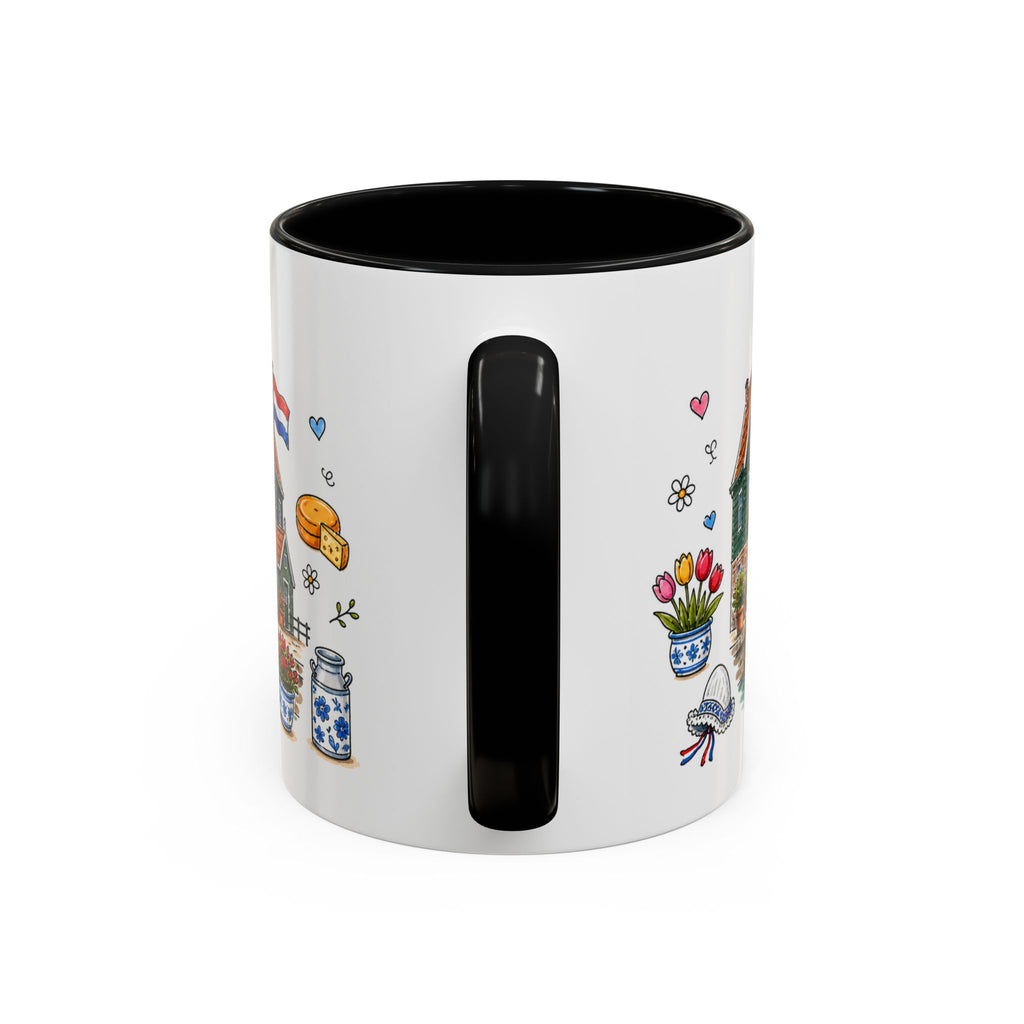 Volendam Illustrated Travel Mug | Netherlands Souvenir Accent Coffee Mug | 11oz 15oz Ceramic Cup