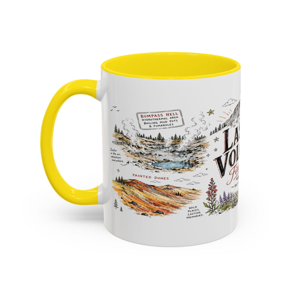 Lassen Volcanic National Park Coffee Mug | California Volcano Geothermal Hiking Gift | Accent Color Ceramic 11oz 15oz