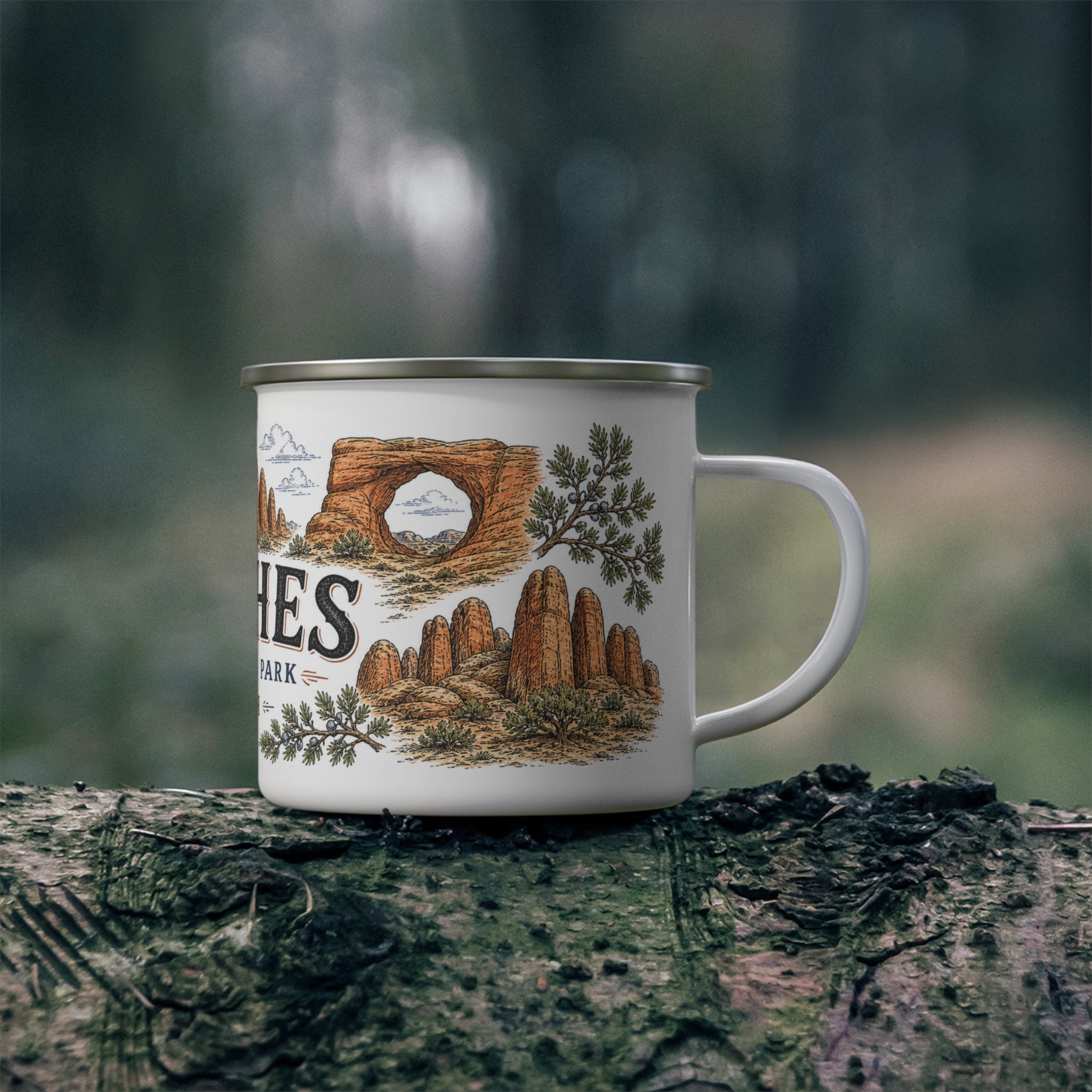 Arches National Park Vintage Enamel Camping Mug | 12oz National Park Hiking Gift