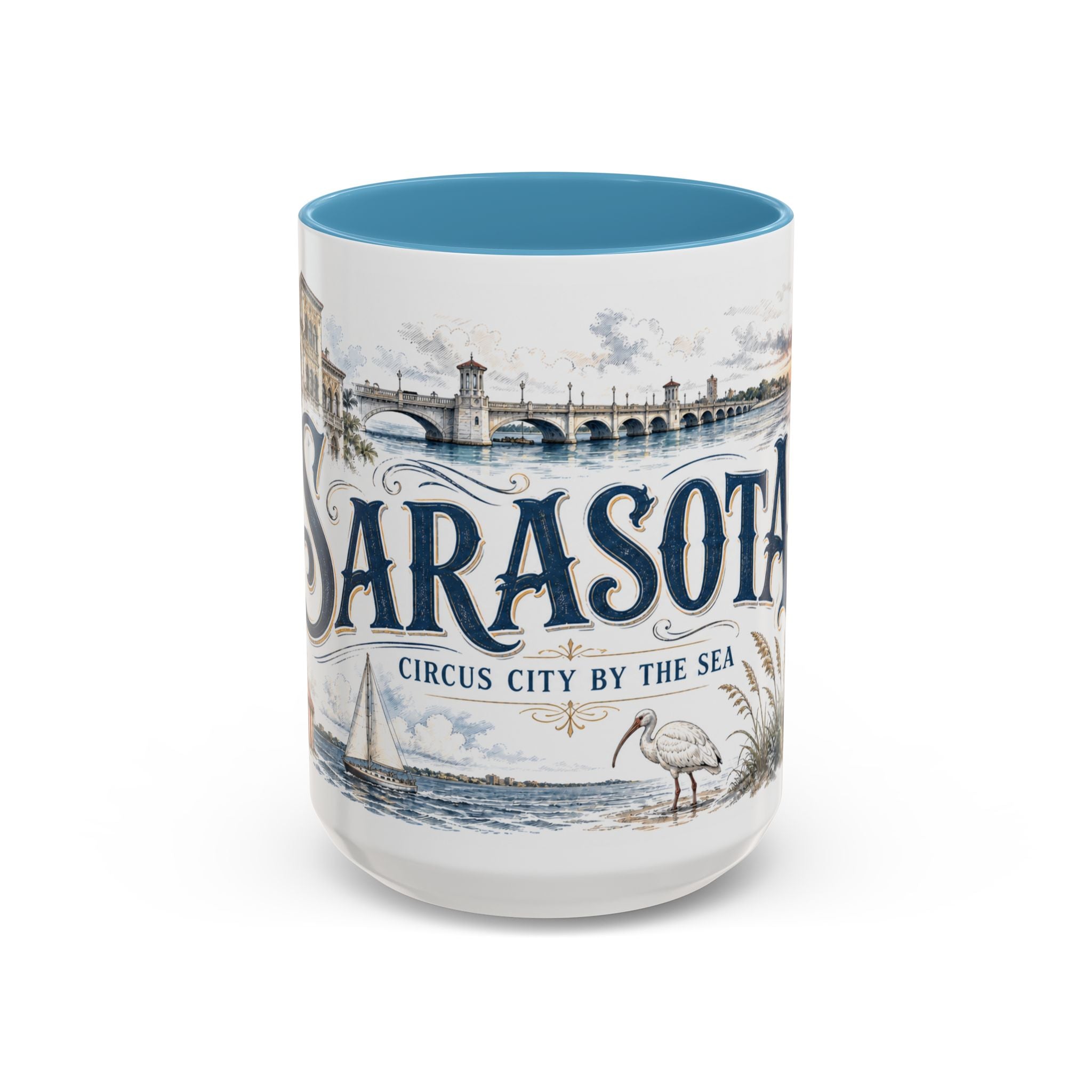 Sarasota Coffee Mug | United States Travel Souvenir | Vintage Illustrated City Gift | 11 oz 15 oz Accent Mug