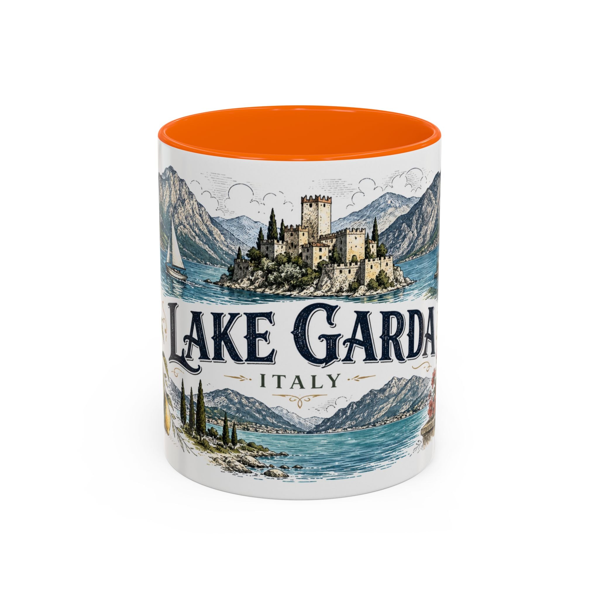 Lake Garda Mug, Italy Travel Souvenir, Bucket List Gift, Accent Ceramic Coffee Mug 11oz 15oz