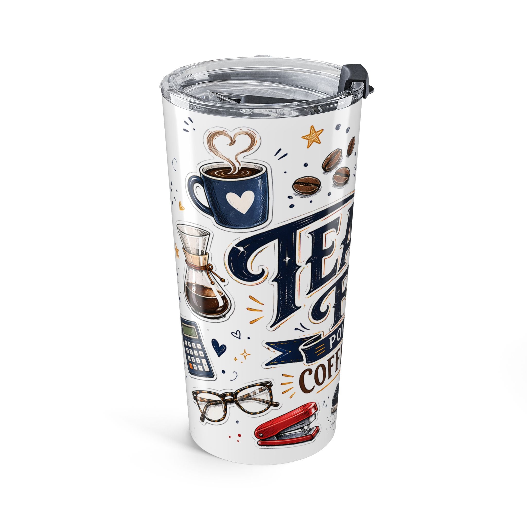 Teacher Fuel 20oz Tumbler | Powered by Coffee and Wine Funny Gift | Insulated Stainless Steel Travel Cup