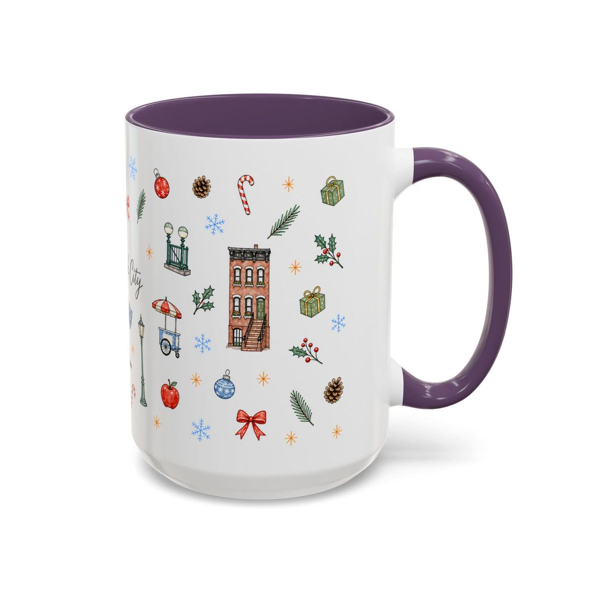 New York City Christmas Mug | Watercolor City Souvenir | Ceramic Coffee Cup