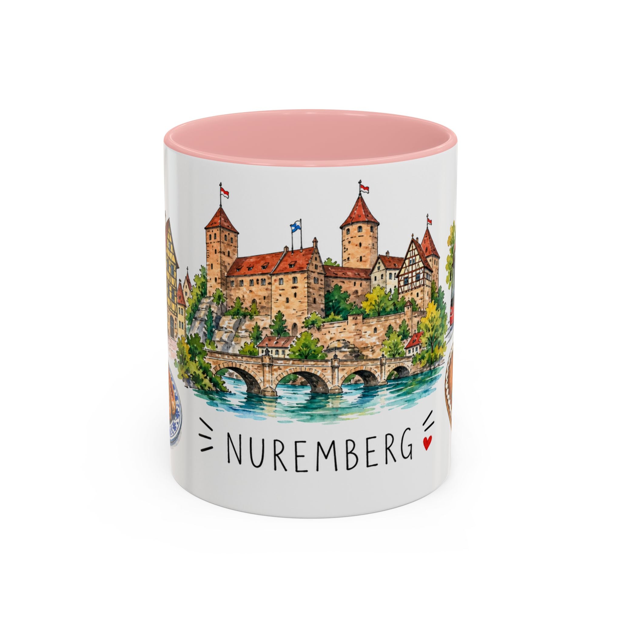 Nuremberg Illustrated Travel Mug | City Souvenir Accent Coffee Mug | 11oz 15oz Ceramic Cup