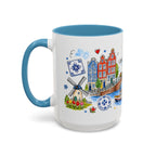 Amsterdam Travel Mug | European City Souvenir Accent Coffee Mug | 11oz 15oz Ceramic Cup