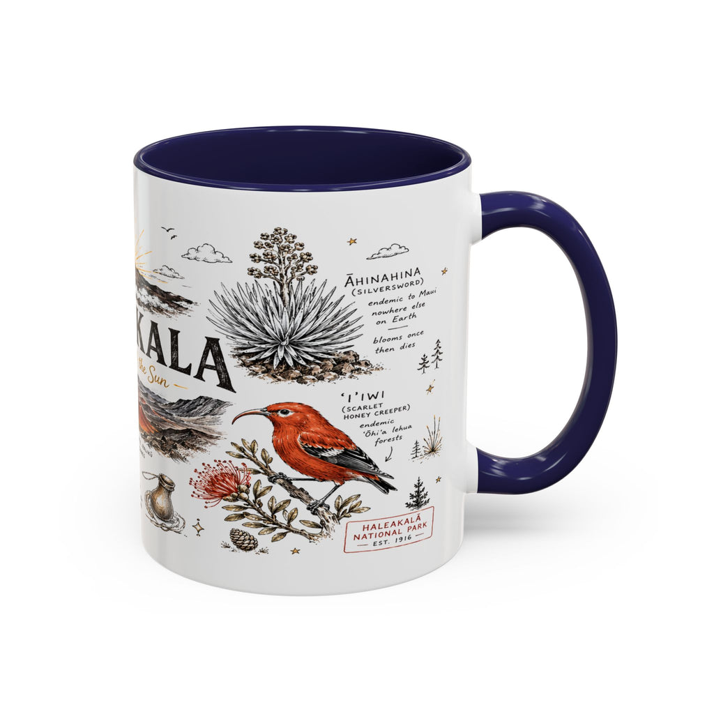 Haleakala National Park Coffee Mug | Hawaii Maui Sunrise Crater Gift | Accent Color Ceramic 11oz 15oz