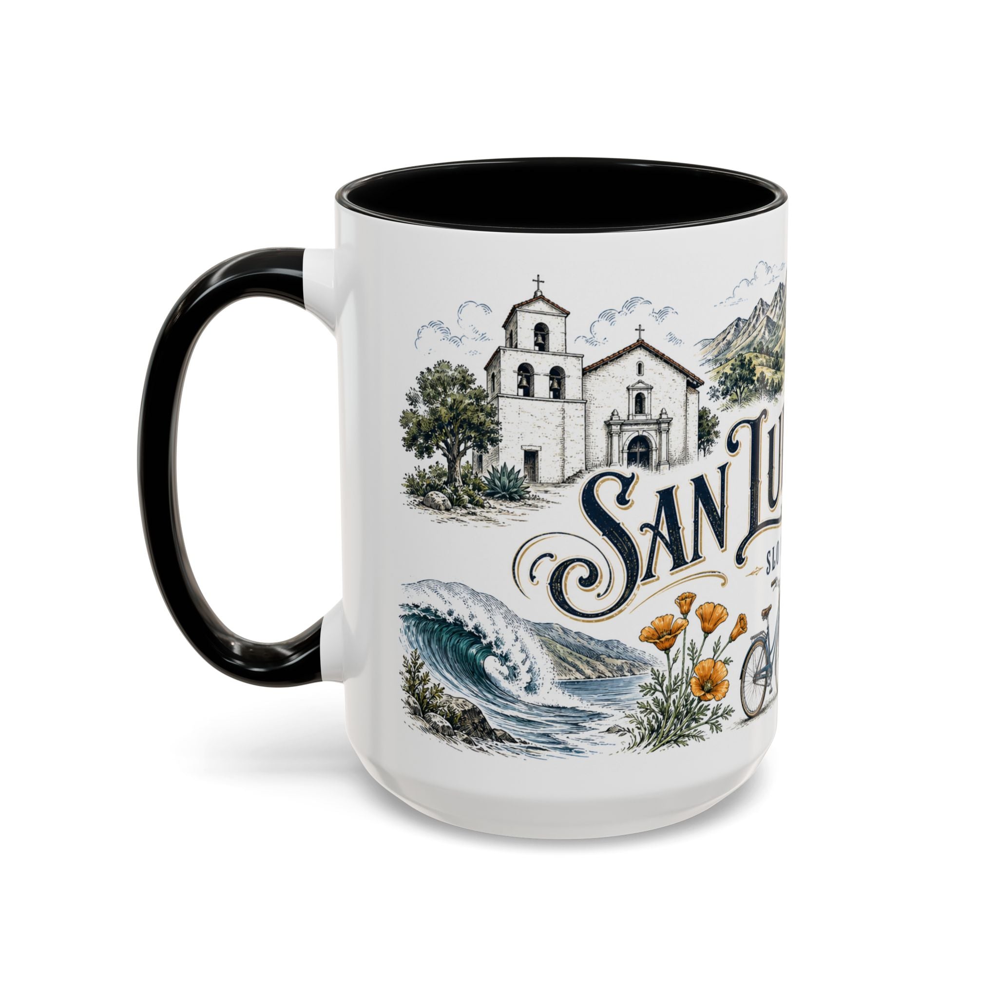 San Luis Obispo Coffee Mug | United States Travel Souvenir | Vintage Illustrated City Gift | 11 oz 15 oz Accent Mug