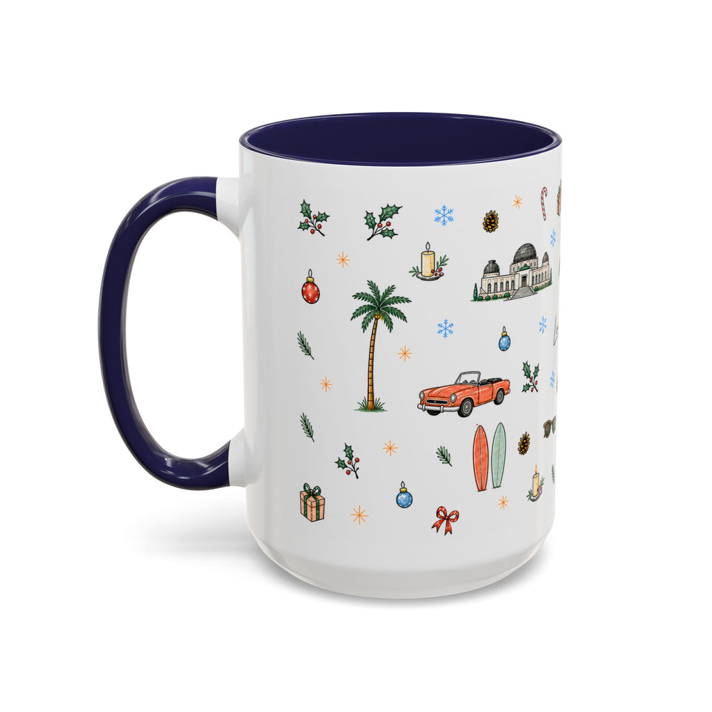 Los Angeles Christmas Mug | Watercolor City Souvenir | Ceramic Coffee Cup (11oz or 15oz)
