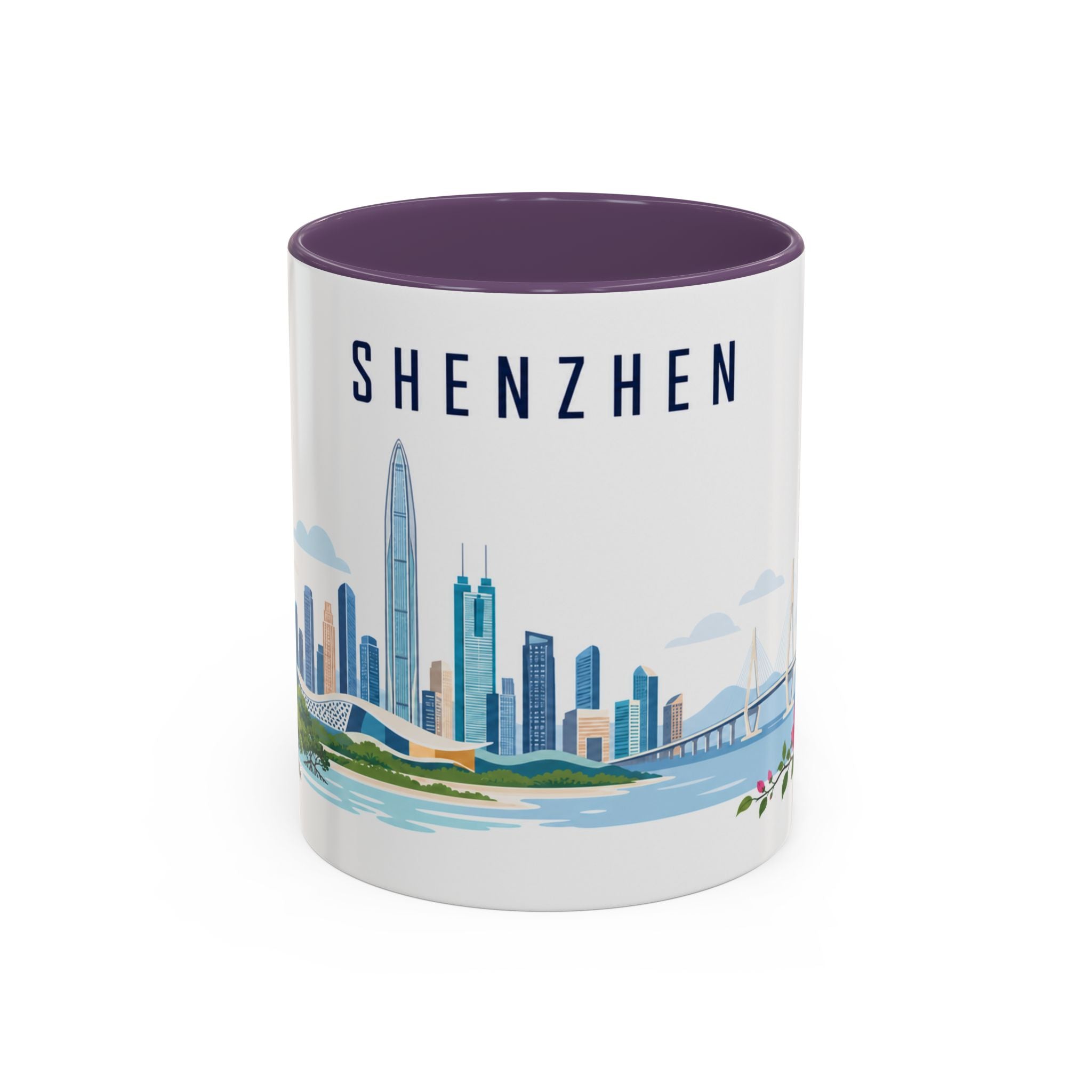 Shenzhen Coffee Mug | China Travel Souvenir | Porcelain Decal City Gift | 11oz 15oz Accent Mug