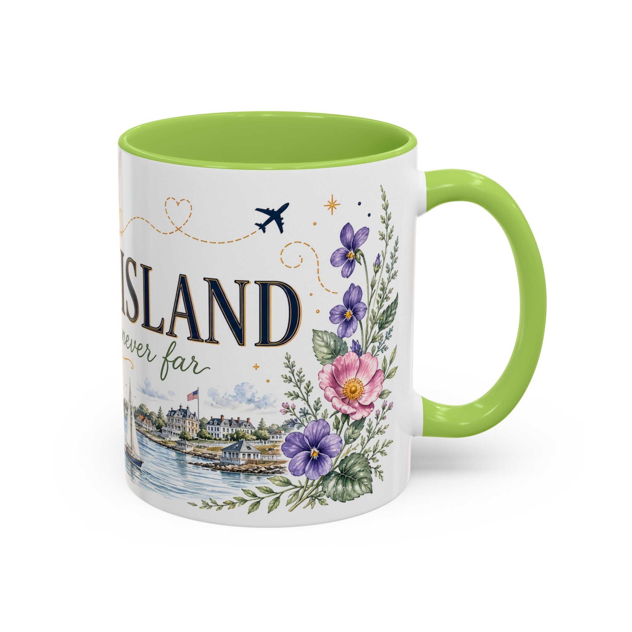 Rhode Island State Map Mug | Botanical Seaside Accent Cup (11oz or 15oz)
