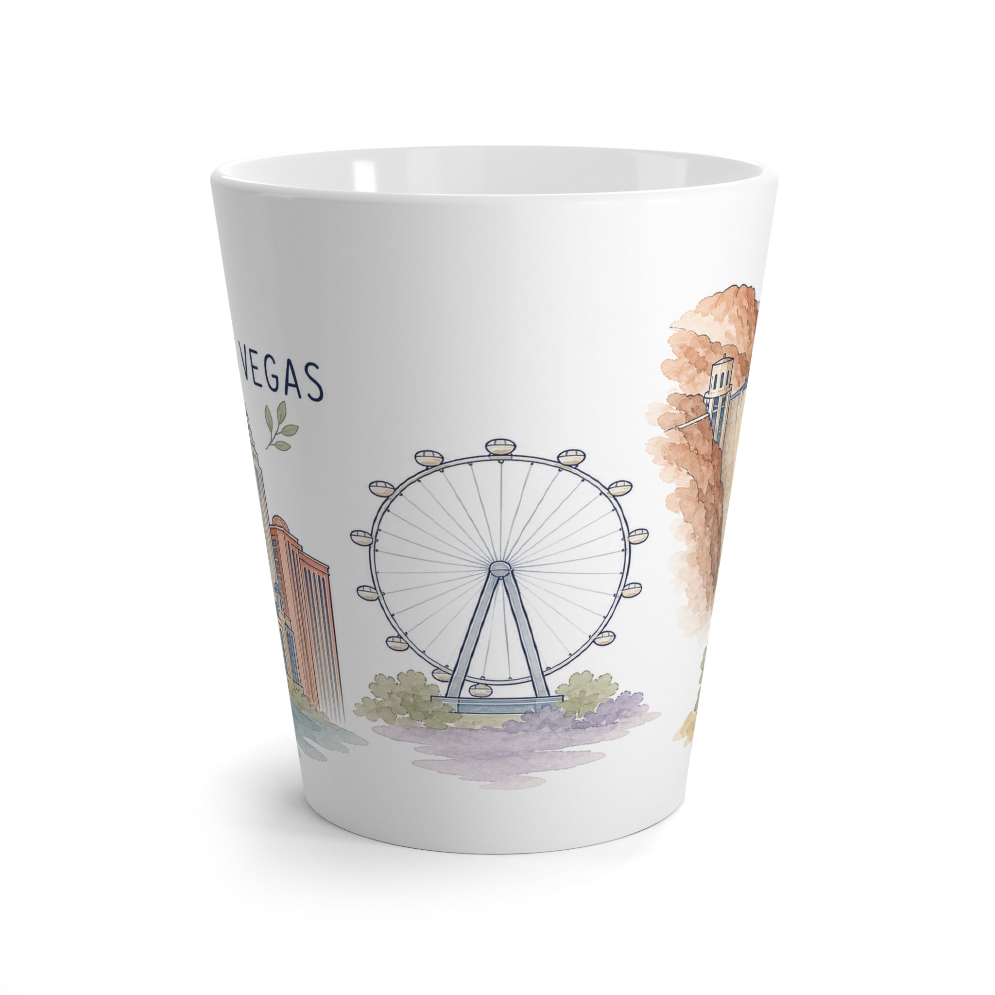 Las Vegas Latte Mug | Watercolor City Travel Mug | 12 oz Ceramic Souvenir Gift