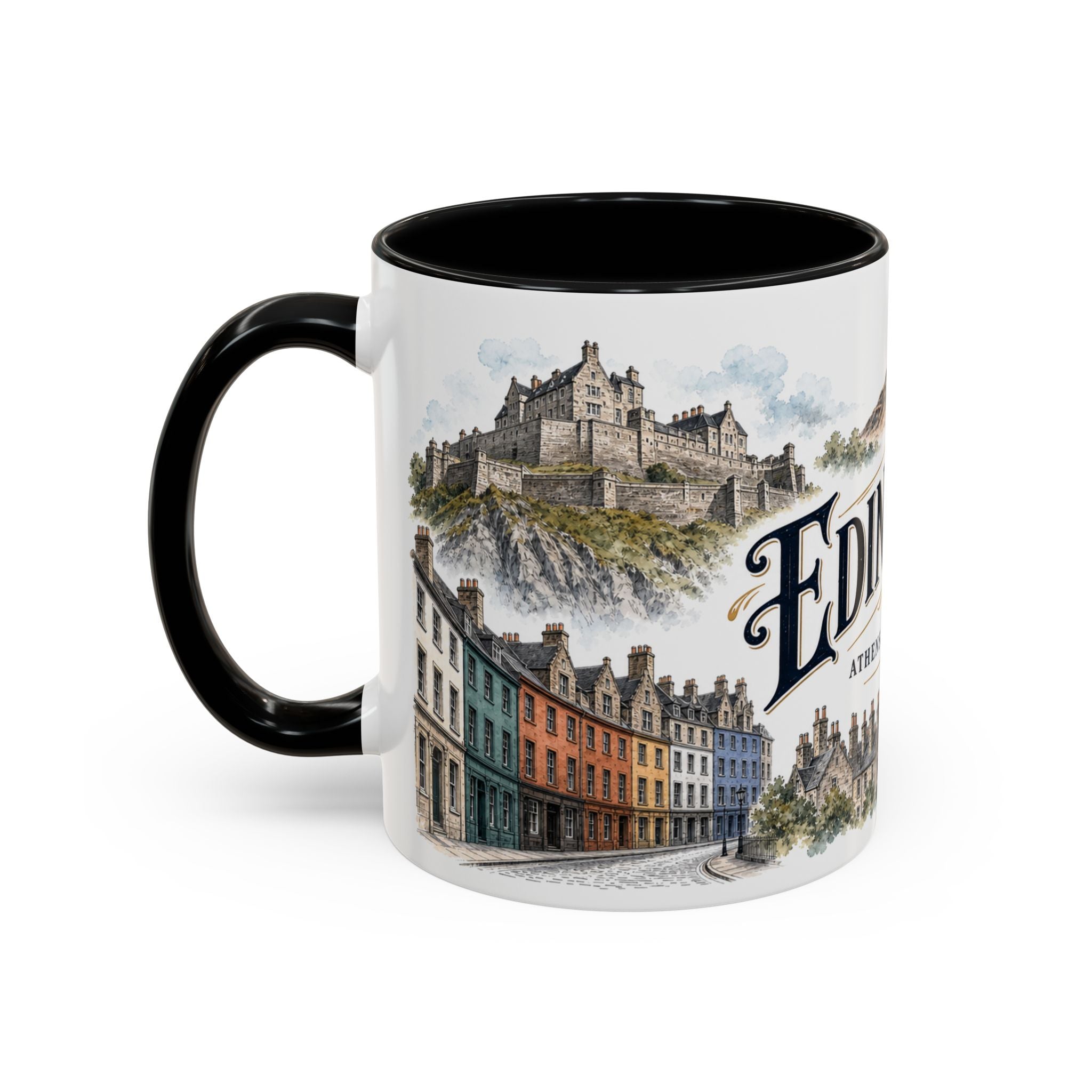 Edinburgh Coffee Mug | United Kingdom Travel Souvenir | Vintage Illustrated City Gift | 11 oz 15 oz Accent Mug