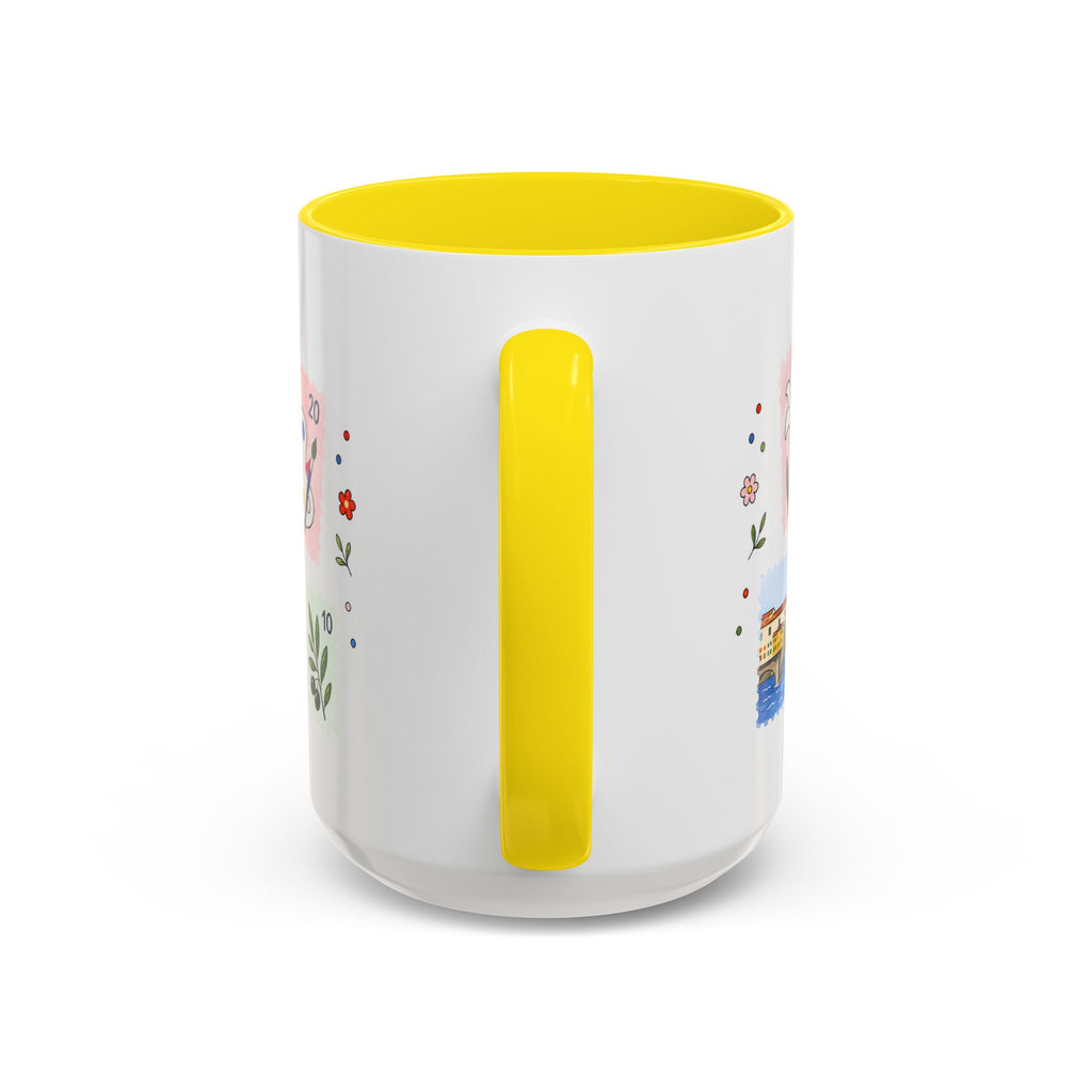 Florence Coffee Mug | Postage Stamp Collage Mug | Travel Souvenir Accent Cup 11oz 15oz