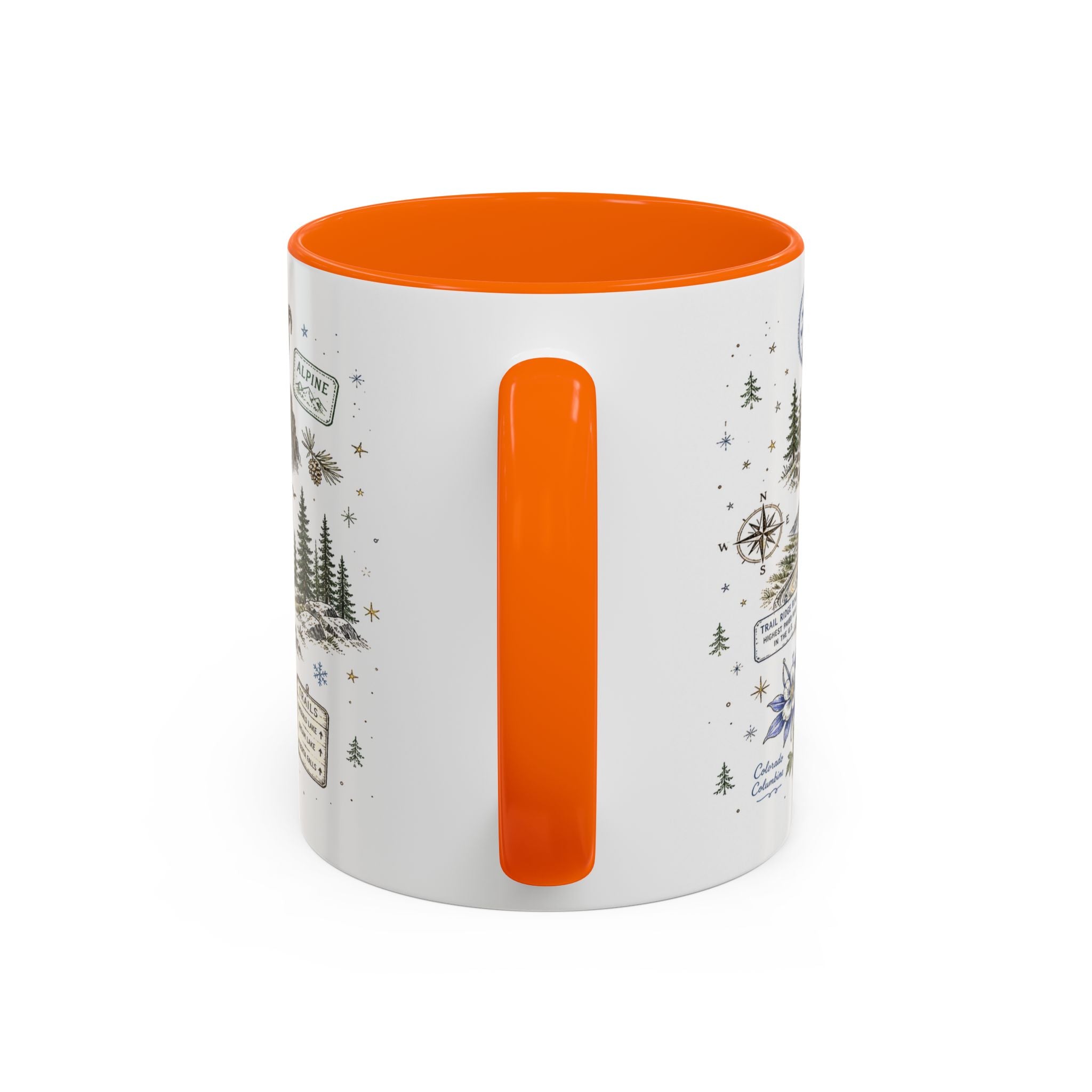 Rocky Mountain Coffee Mug | National Park Hiking Camping Gift | Accent Color Ceramic 11oz 15oz