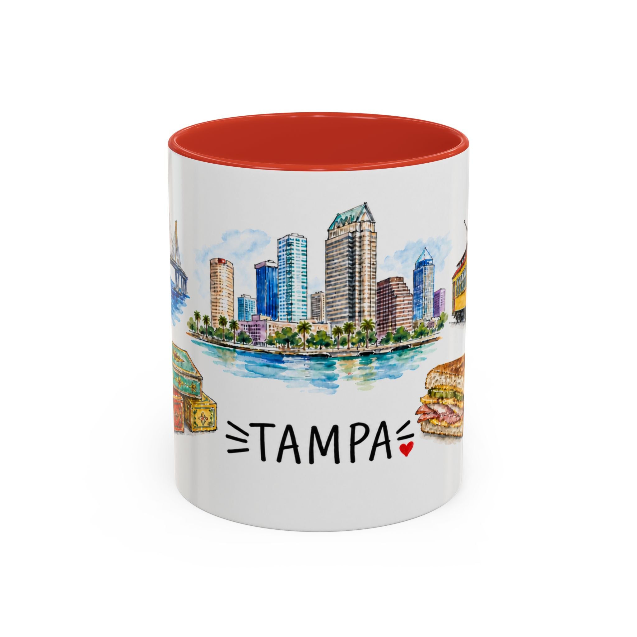 Tampa Illustrated Travel Mug | City Souvenir Accent Coffee Mug | 11oz 15oz Ceramic Cup