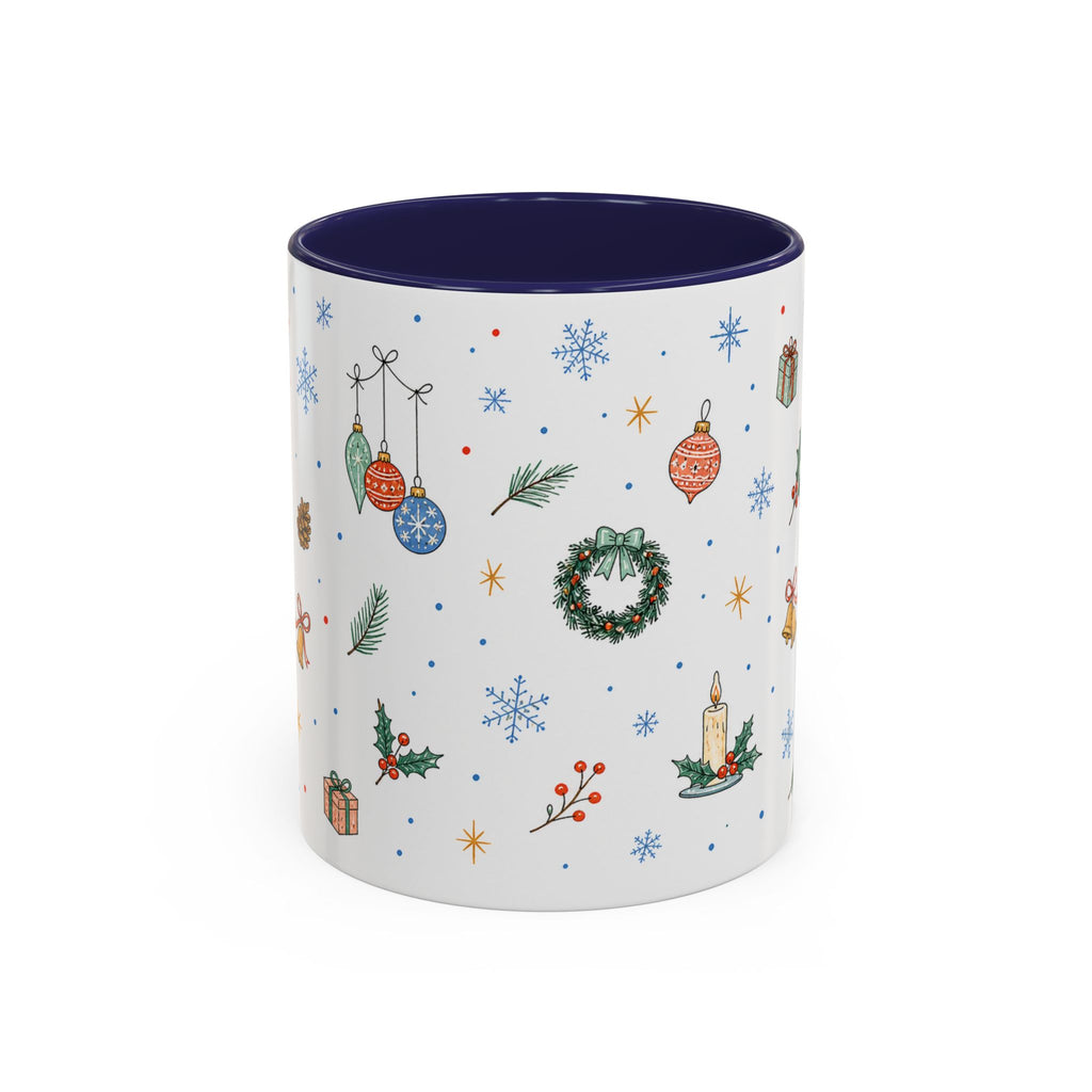 Christmas Ornament Mug | Snowflake Watercolor Holiday Gift | Accent Cup 11oz 15oz