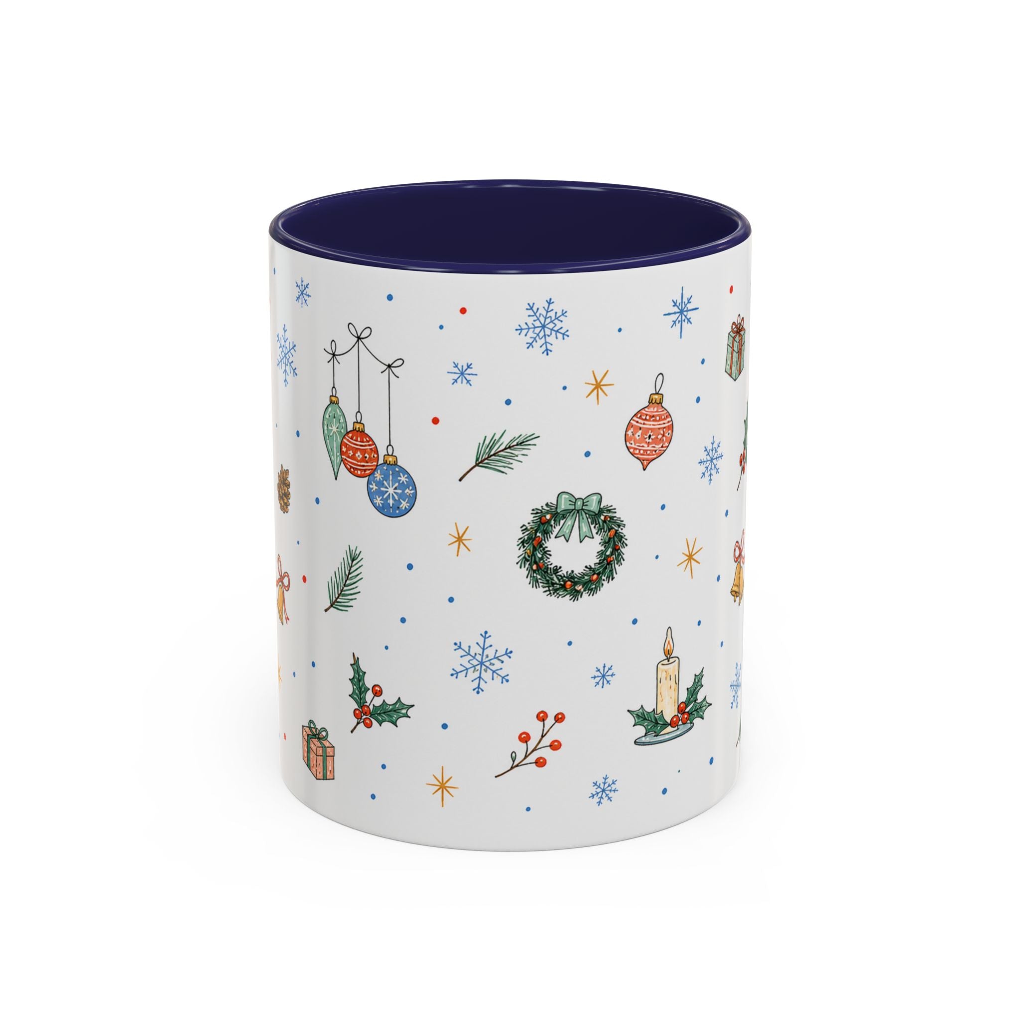 Christmas Ornament Mug | Snowflake Watercolor Holiday Gift | Accent Cup 11oz 15oz