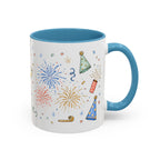 New Year Mug | Midnight Clock Toast Watercolor Celebration Gift | Accent Cup 11oz 15oz
