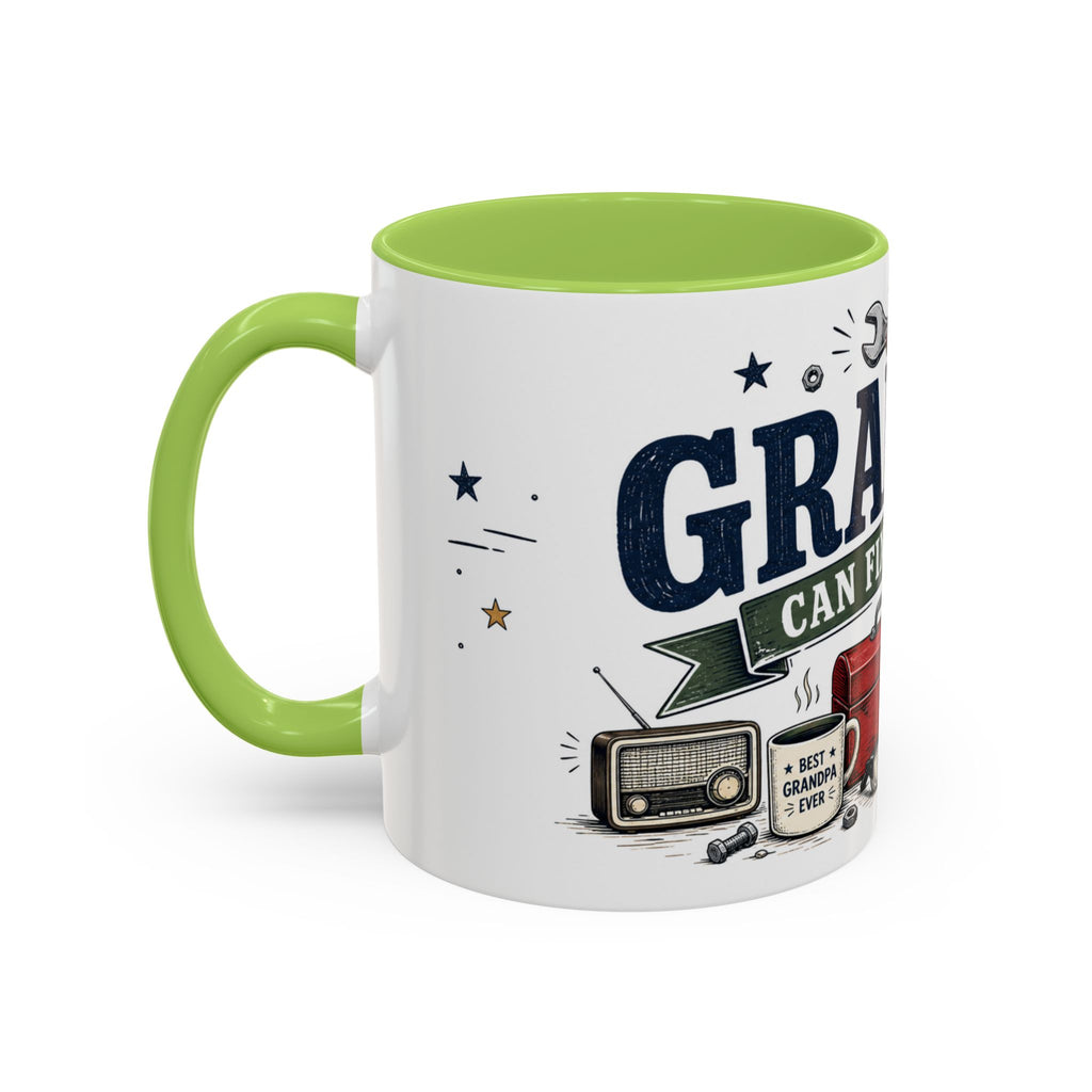 Grandpa Can Fix Anything Coffee Mug | Funny Gift From Grandkids | Accent Ceramic 11oz 15oz