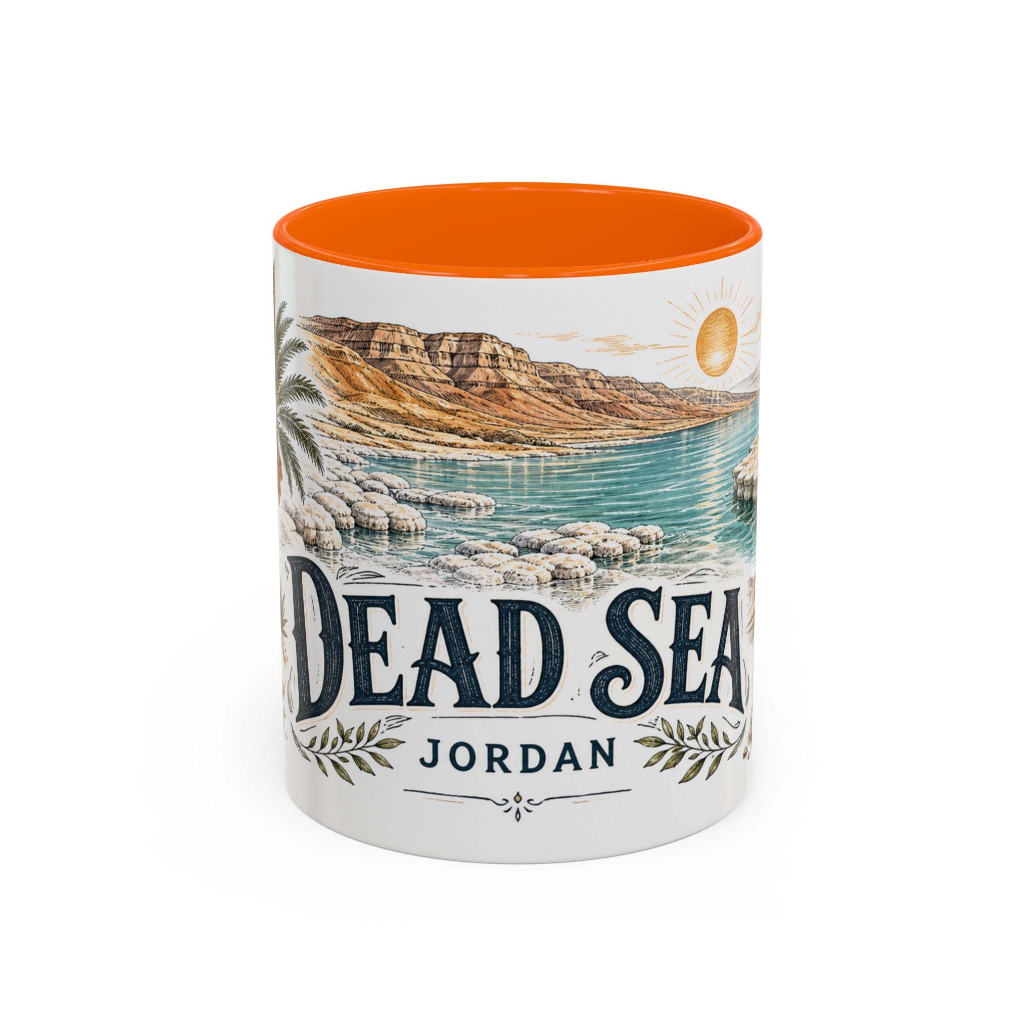 Dead Sea Mug, Jordan Travel Souvenir, Bucket List Gift, Accent Ceramic Coffee Mug 11oz 15oz