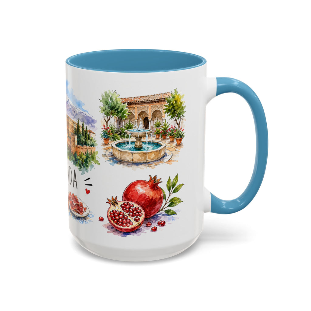 Granada Illustrated Travel Mug | City Souvenir Accent Coffee Mug | 11oz 15oz Ceramic Cup