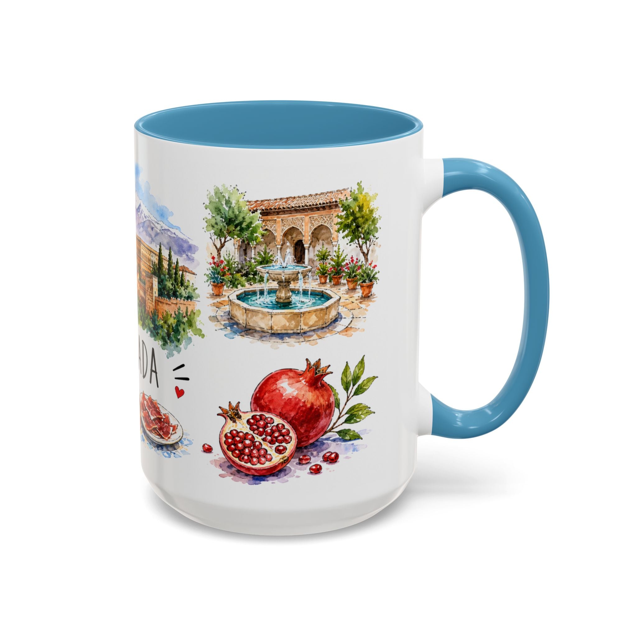 Granada Illustrated Travel Mug | City Souvenir Accent Coffee Mug | 11oz 15oz Ceramic Cup
