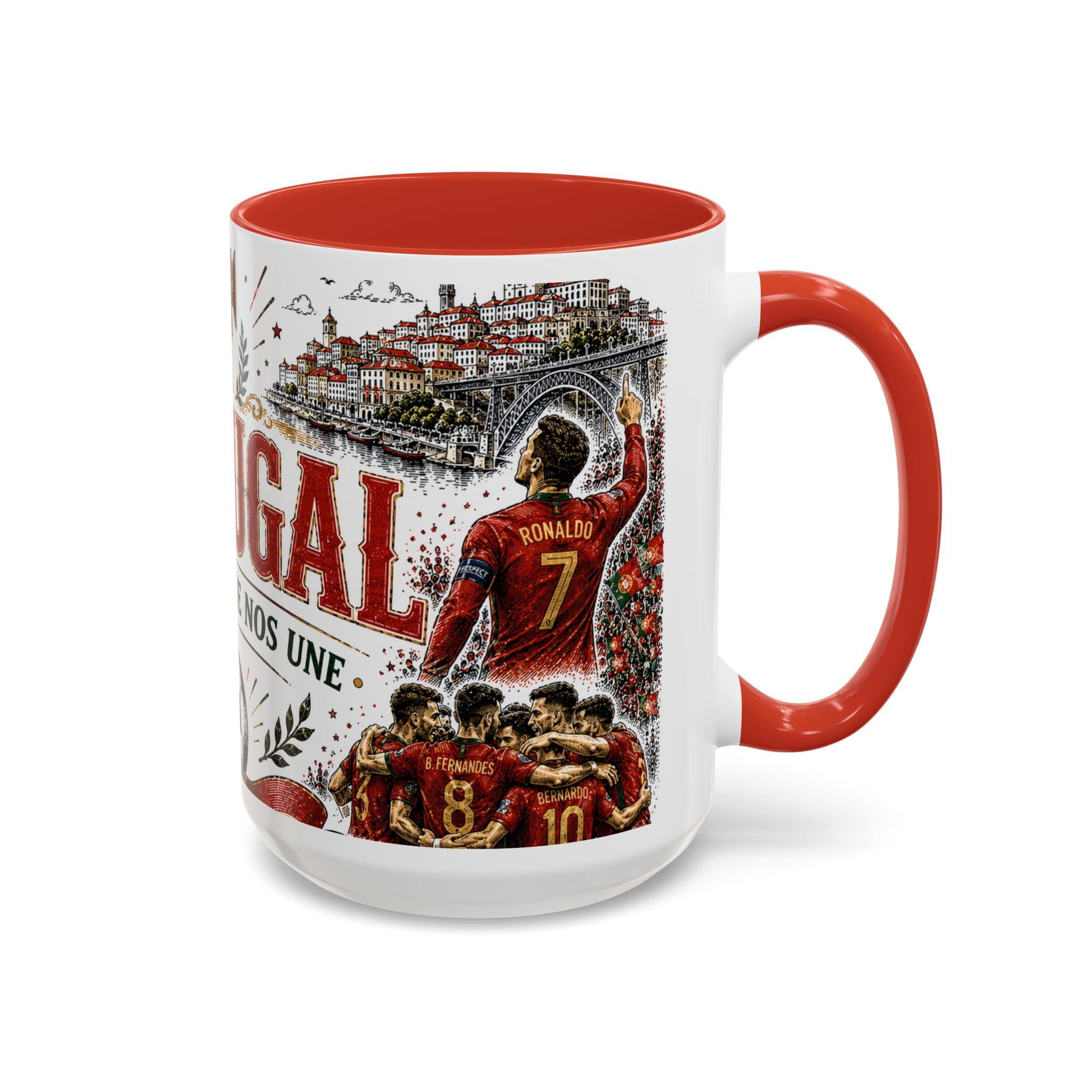 Portugal Soccer Coffee Mug | World Cup Fan Gift | Accent Color Ceramic 11oz 15oz Match Day Cup