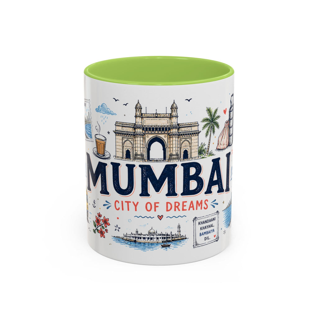 Mumbai Coffee Mug | India Souvenir Travel Gift | Accent Color Ceramic 11oz 15oz