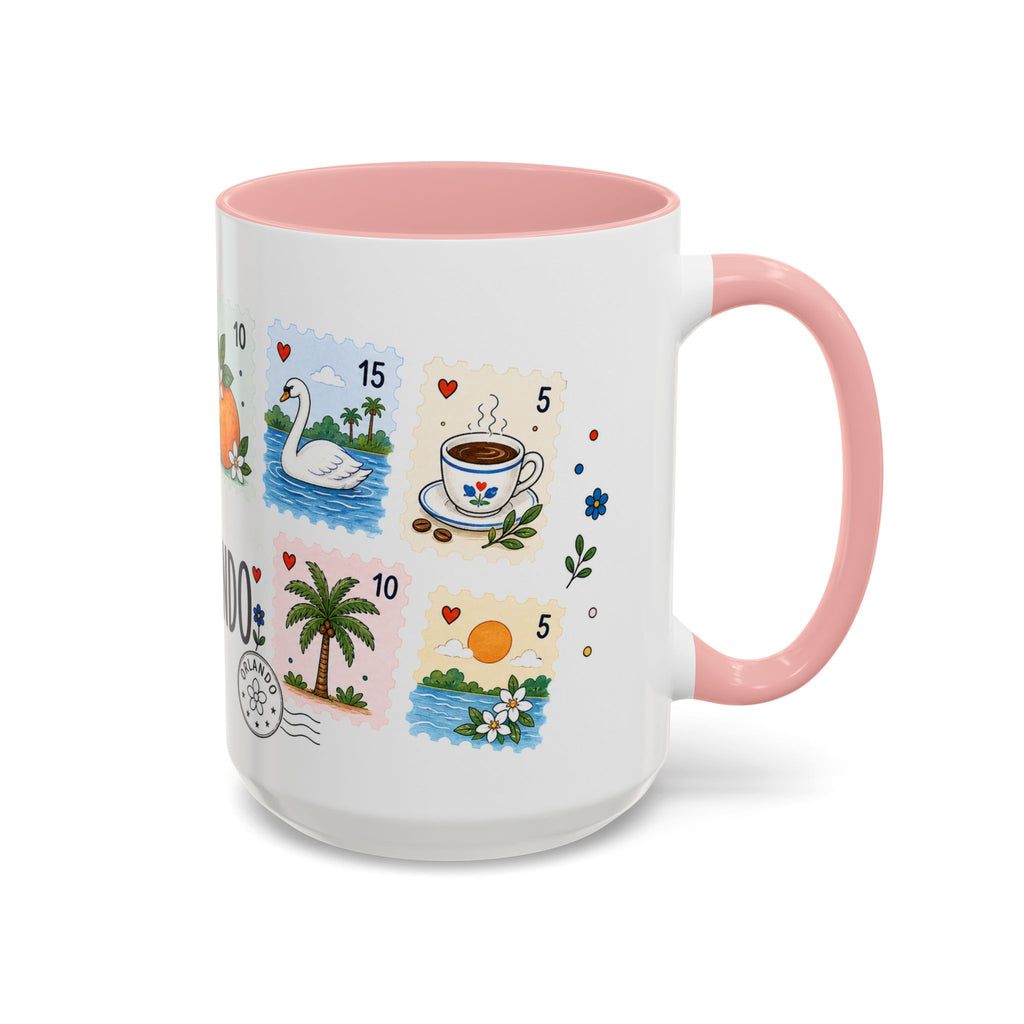 Orlando Coffee Mug | Postage Stamp Collage Mug | Travel Souvenir Accent Cup 11oz 15oz