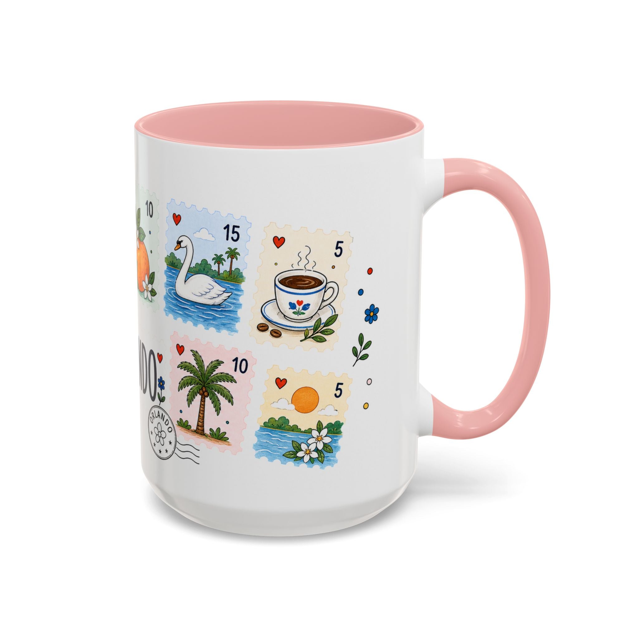 Orlando Coffee Mug | Postage Stamp Collage Mug | Travel Souvenir Accent Cup 11oz 15oz