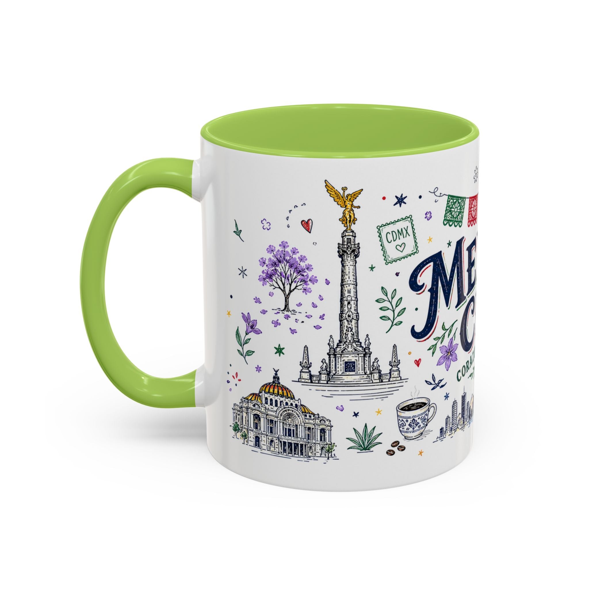 Mexico City Coffee Mug | Mexico Souvenir Travel Gift | Accent Color Ceramic 11oz 15oz