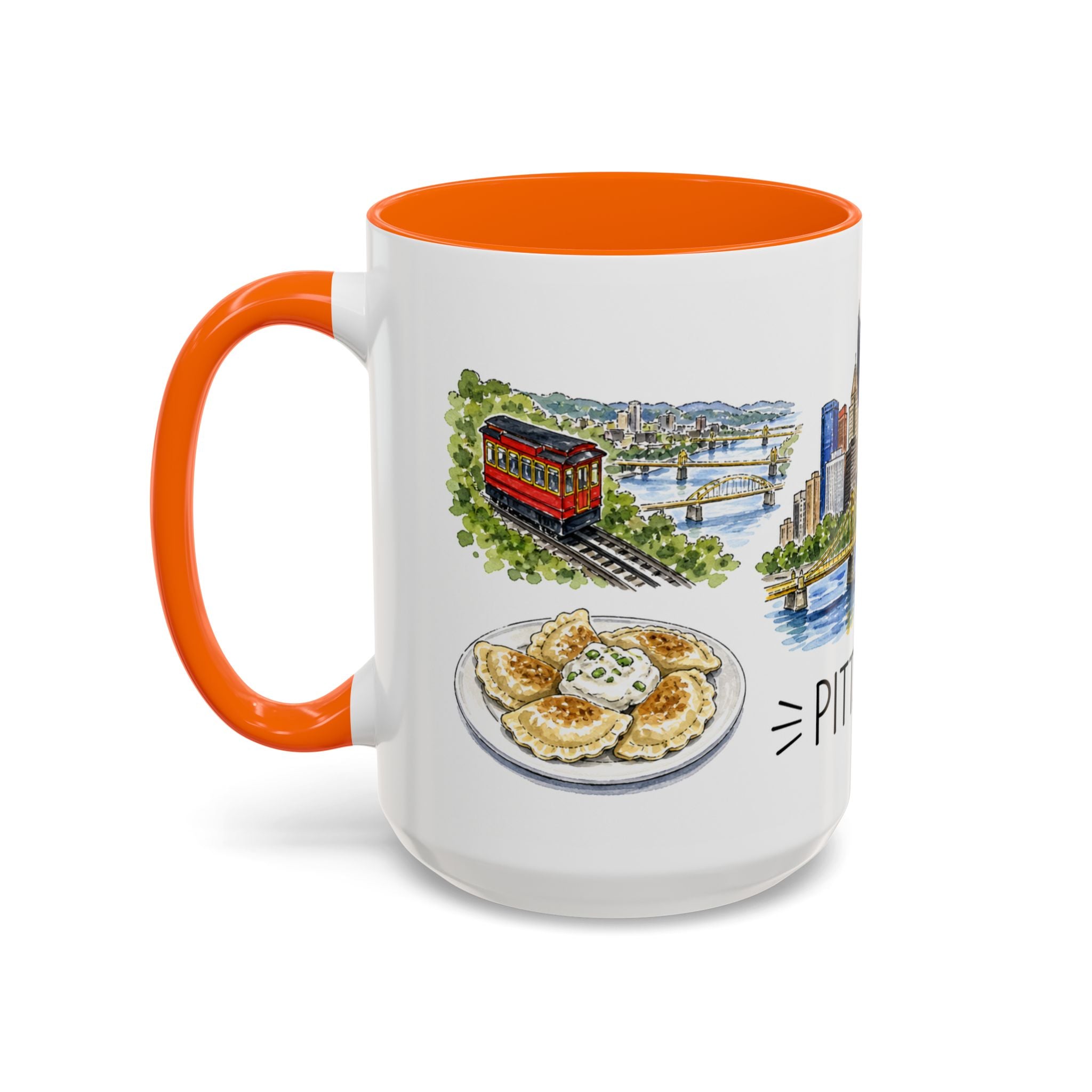 Pittsburgh Illustrated Travel Mug | City Souvenir Accent Coffee Mug | 11oz 15oz Ceramic Cup