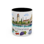 Stockton Illustrated Travel Mug | City Souvenir Accent Coffee Mug | 11oz 15oz Ceramic Cup