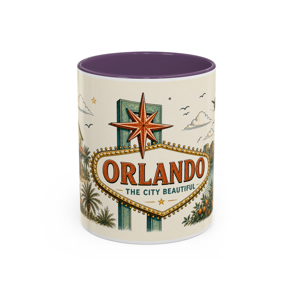 Orlando Coffee Mug | United States Travel Souvenir | Vintage Illustrated City Gift | 11 oz 15 oz Accent Mug