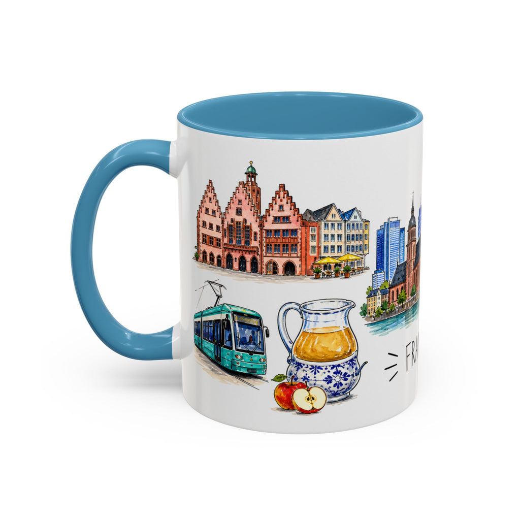 Frankfurt Illustrated Travel Mug | City Souvenir Accent Coffee Mug | 11oz 15oz Ceramic Cup