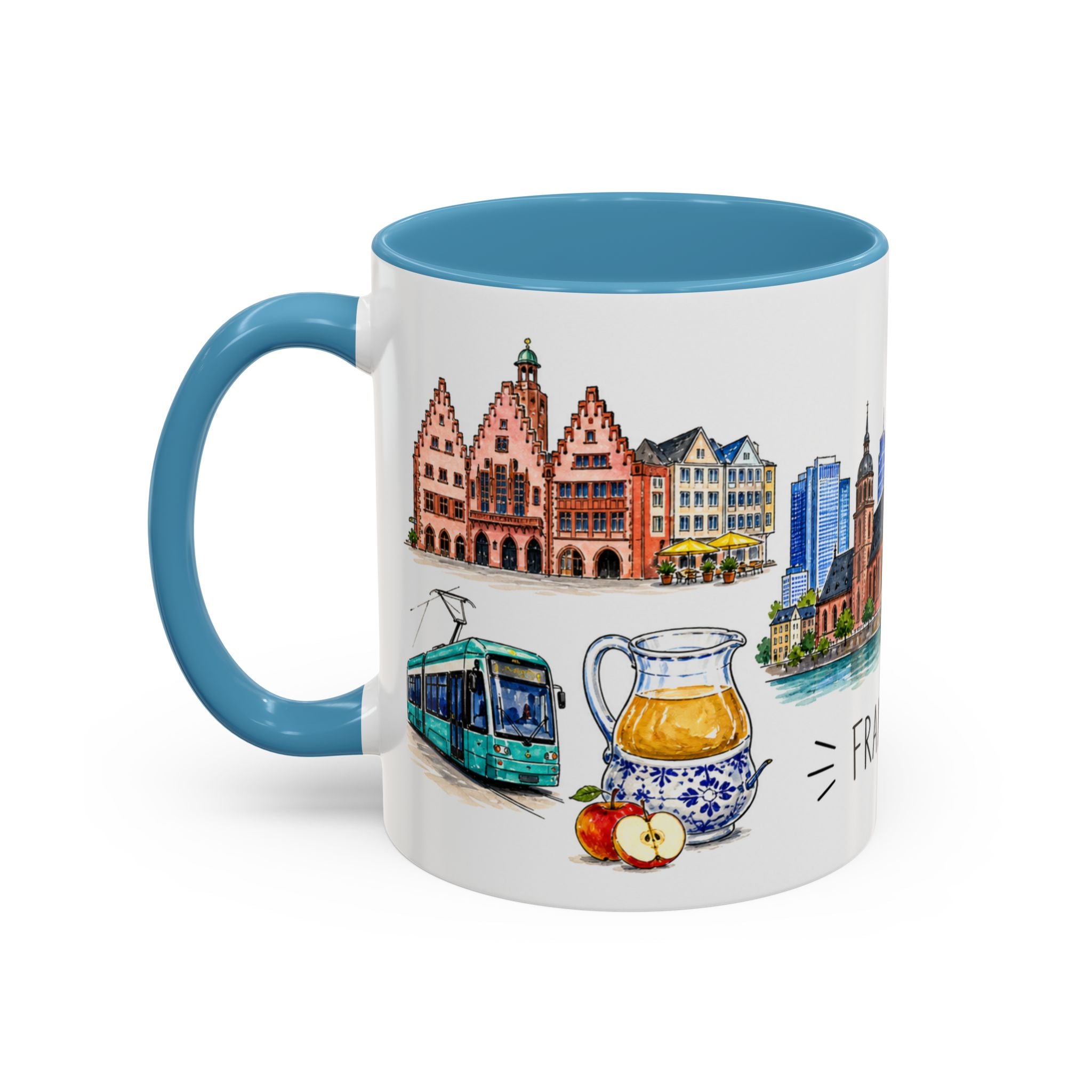 Frankfurt Illustrated Travel Mug | City Souvenir Accent Coffee Mug | 11oz 15oz Ceramic Cup