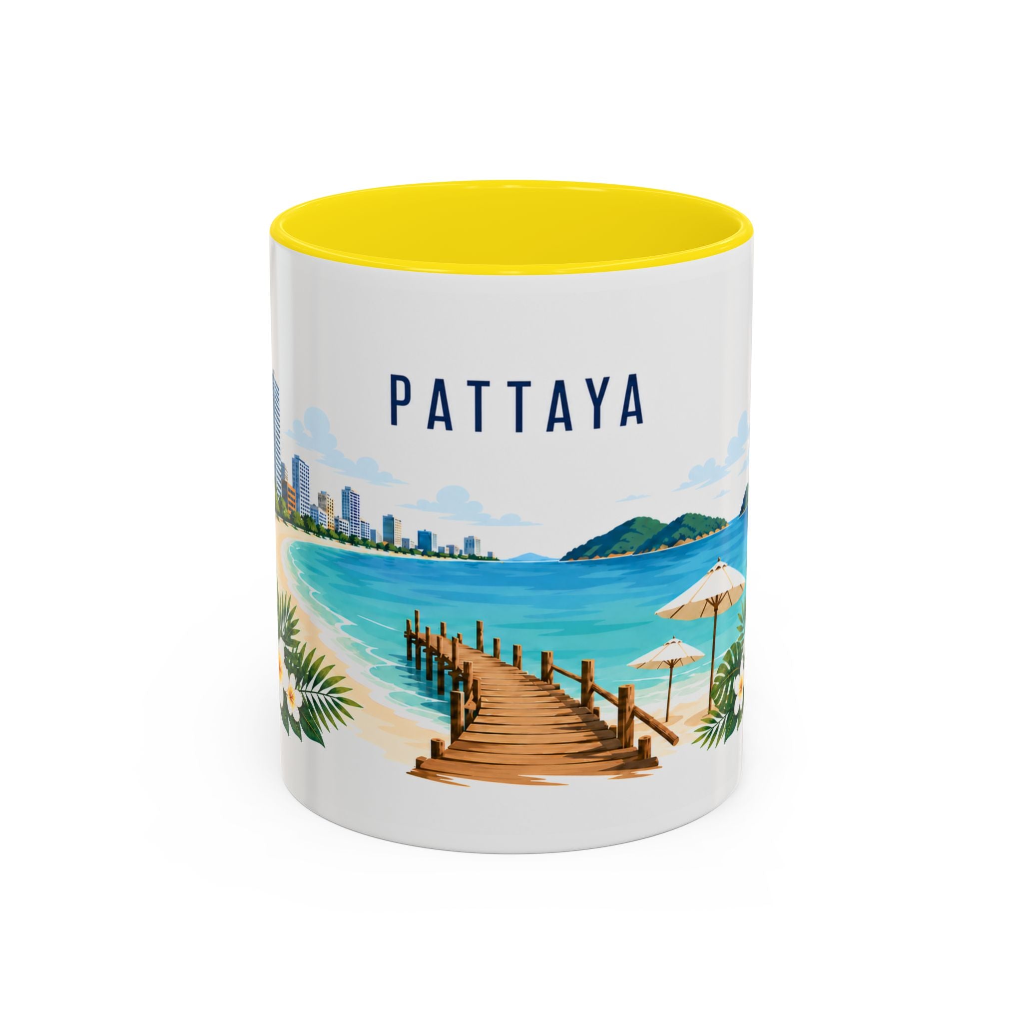 Pattaya Coffee Mug | Thailand Travel Souvenir | Porcelain Decal City Gift | 11oz 15oz Accent Mug