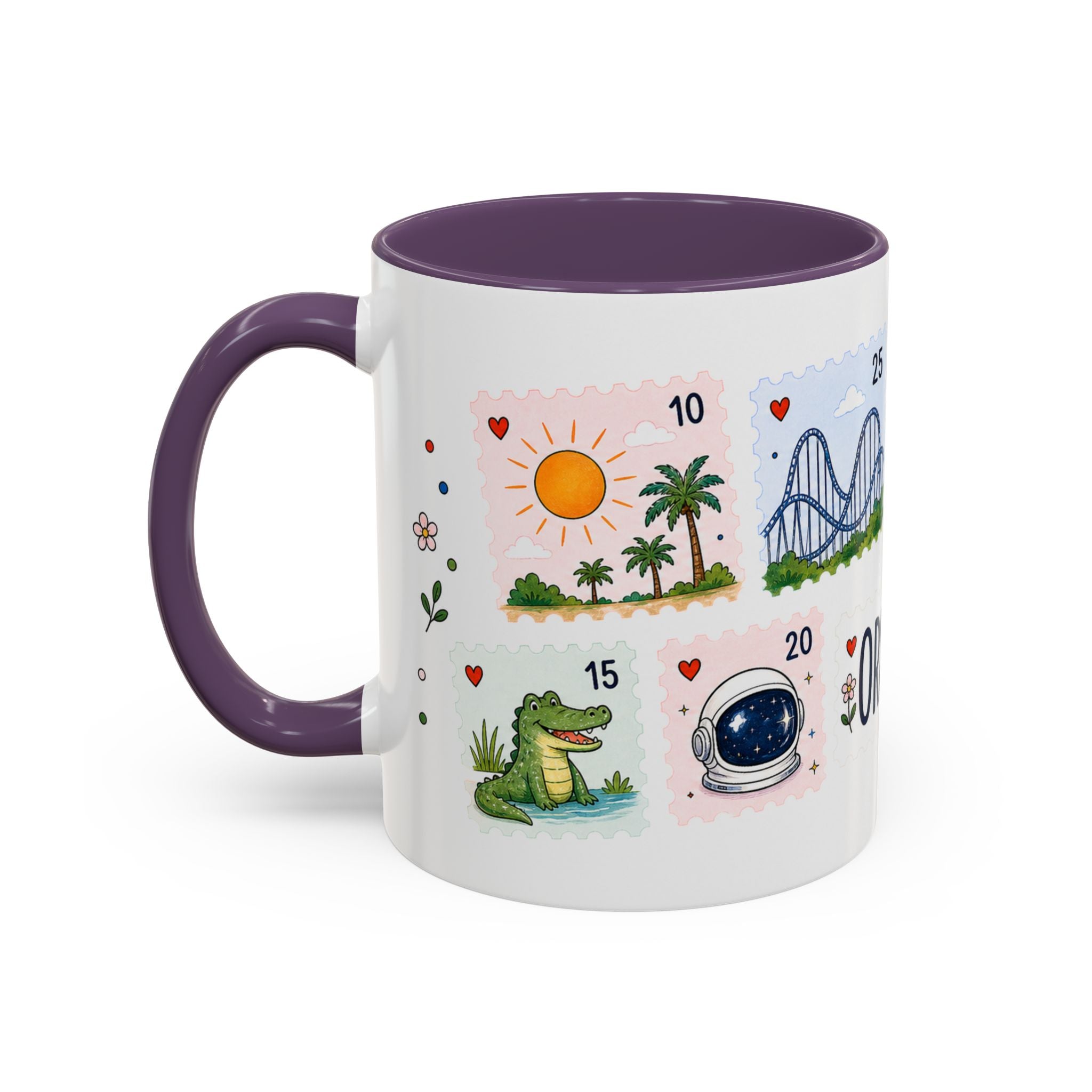 Orlando Coffee Mug | Postage Stamp Collage Mug | Travel Souvenir Accent Cup 11oz 15oz